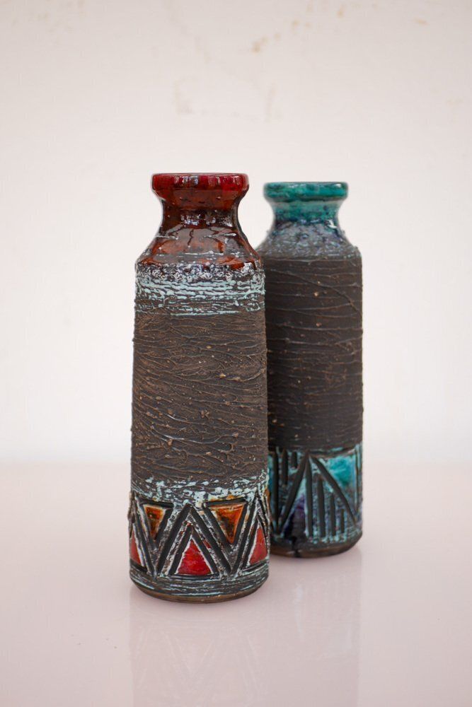 Mid Century Modern Scandinavian Pottery Vases From Tilgmans, Sweden, Set Of 2 photo Home Decor