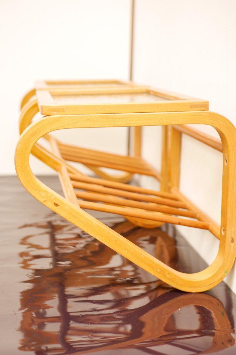 Tables de chevet scandinaves en bois courbé et verre, par Gemla, années 1920, lot de 2 photo vinterior