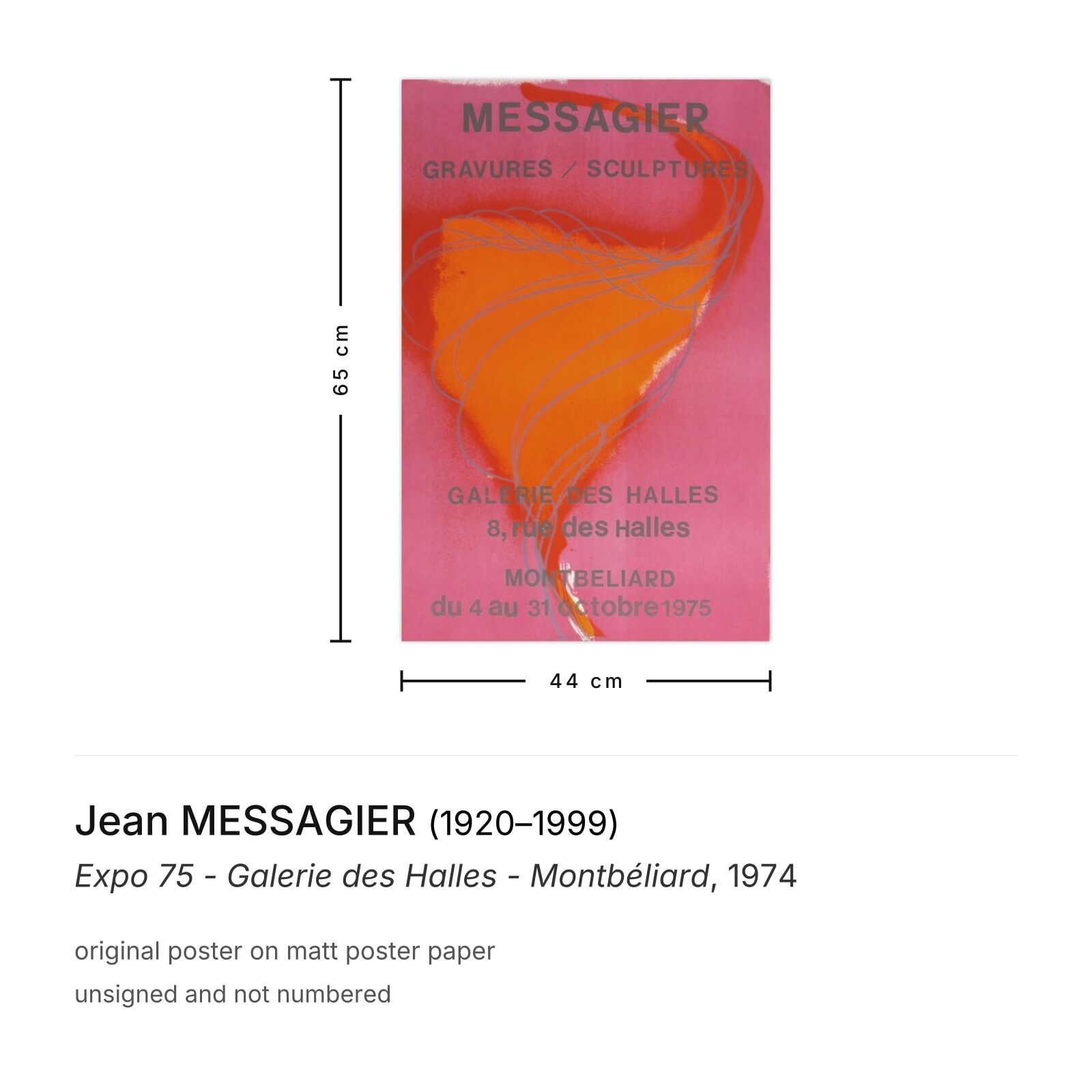 Jean Messagier Poster Expo 75 Galerie Des Halles Montbéliard 1974 photo furniture