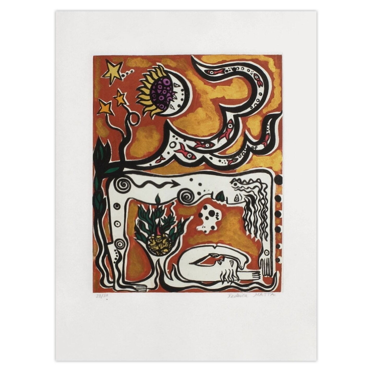 Federica Matta Gesigneerde Aquatint Composition VI 1995