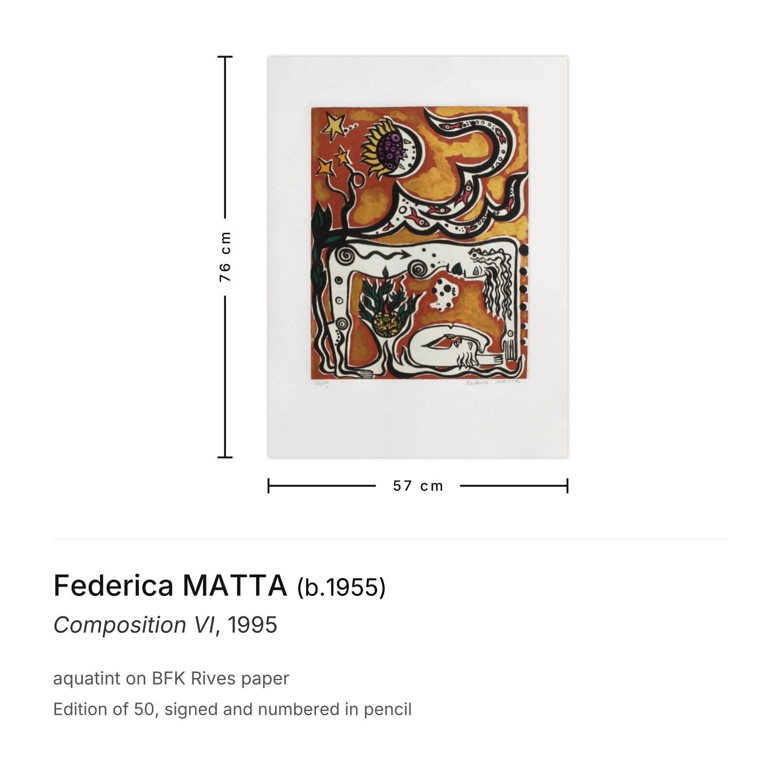 Federica Matta Gesigneerde Aquatint Composition VI 1995 photo furniture
