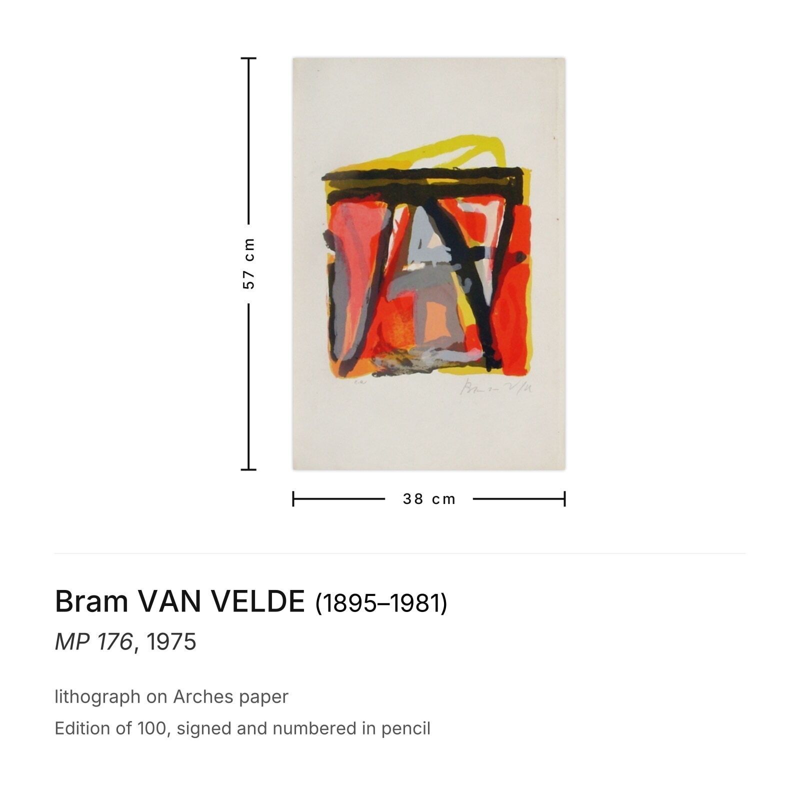 Bram Van Velde Signed Lithograph Mp 176 1975 photo furniture