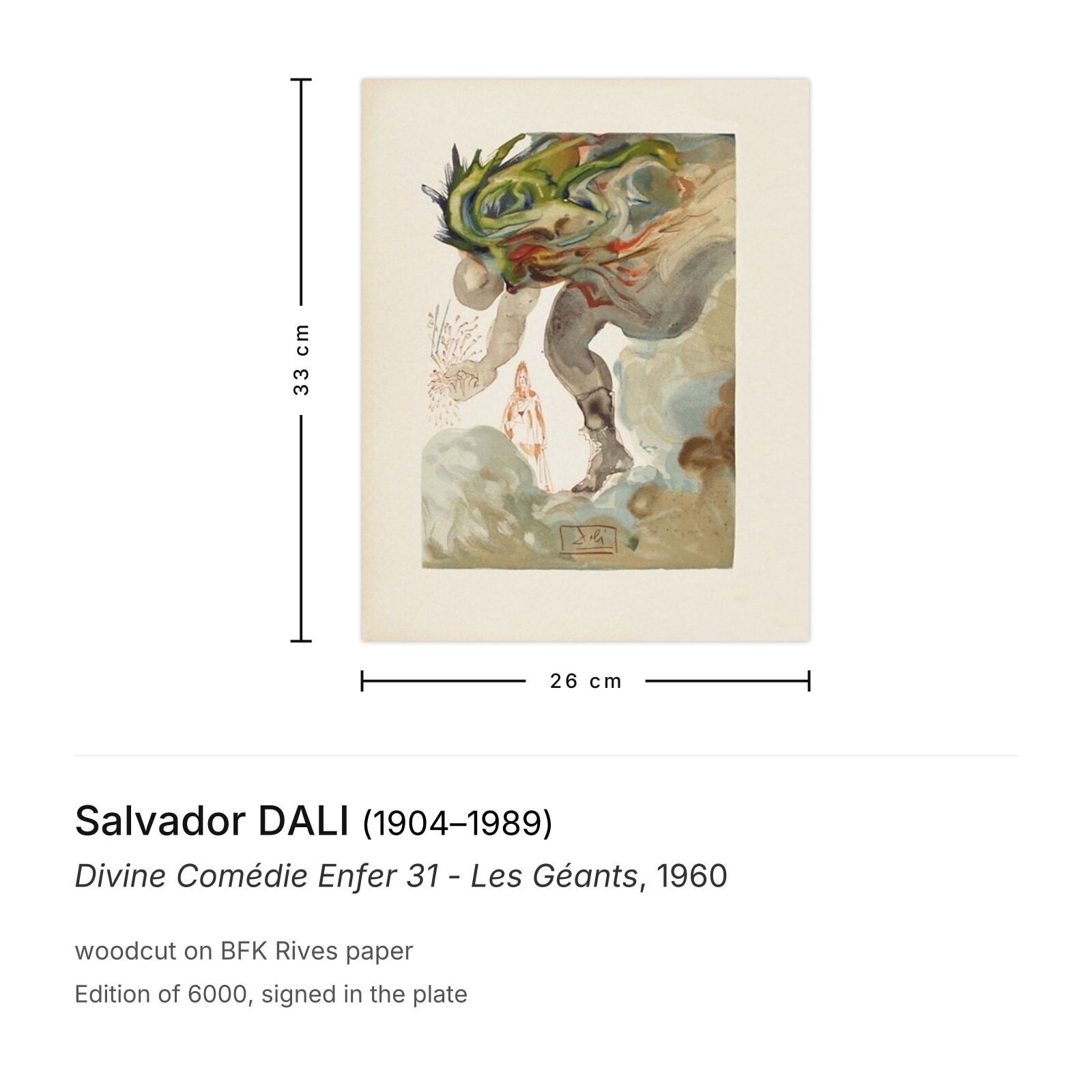 Salvador Dali Houtsnede Divine Comédie Enfer 31 Les Géants 1960 photo furniture