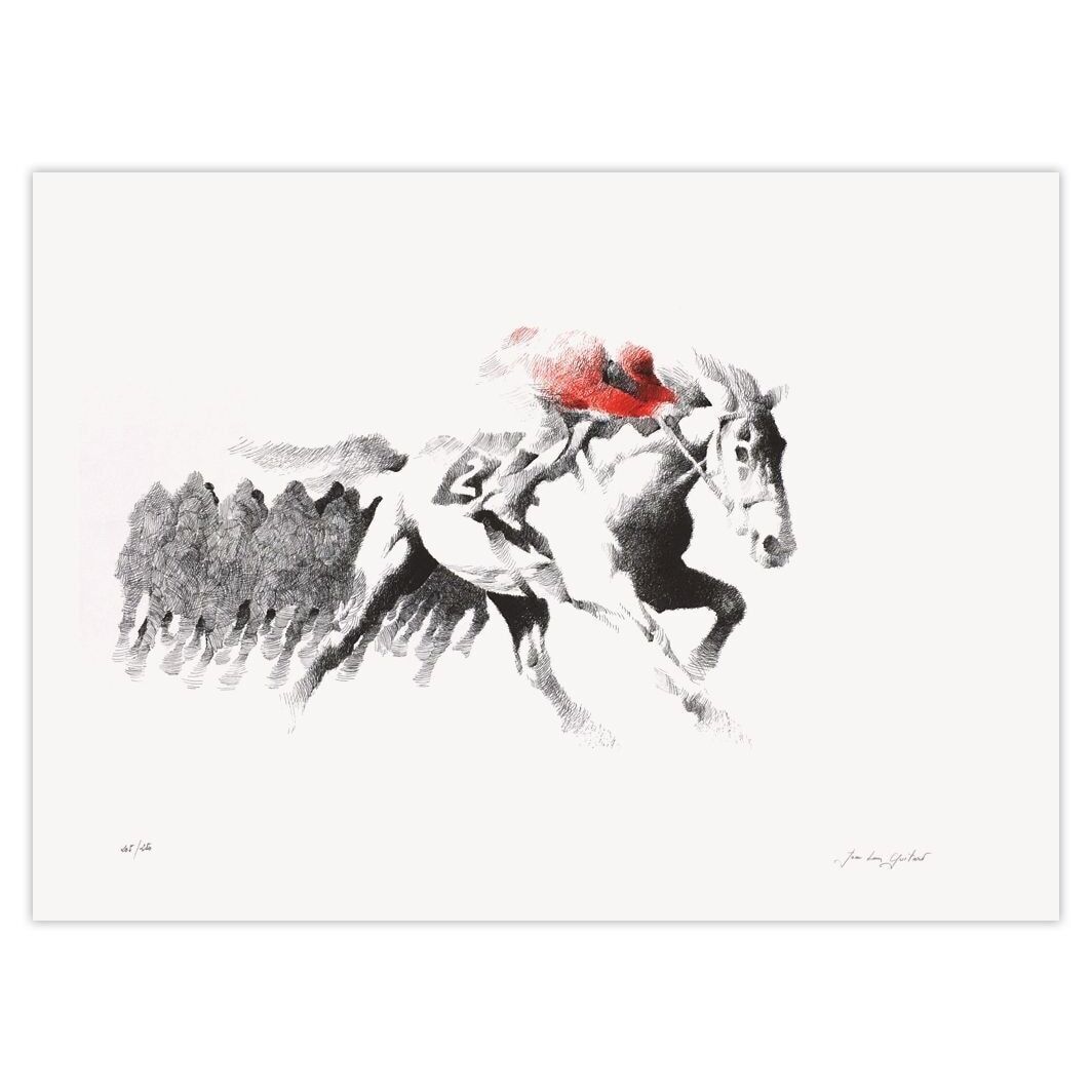 Jean Louis Guitard Gesigneerde Lithografie Tiercé En Tête 1995