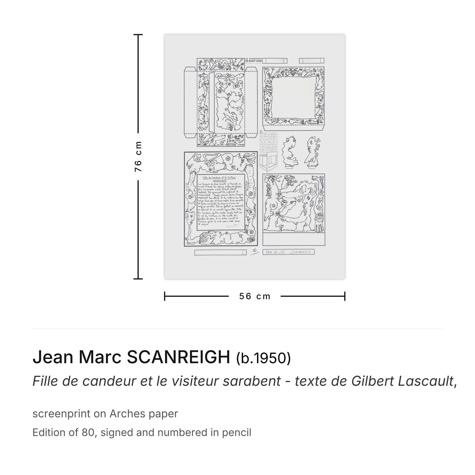 Jean Marc Scanreigh Signed Screenprint Fille De Candeur Et Le Visiteur Sarabent Texte De Gilbert photo furniture