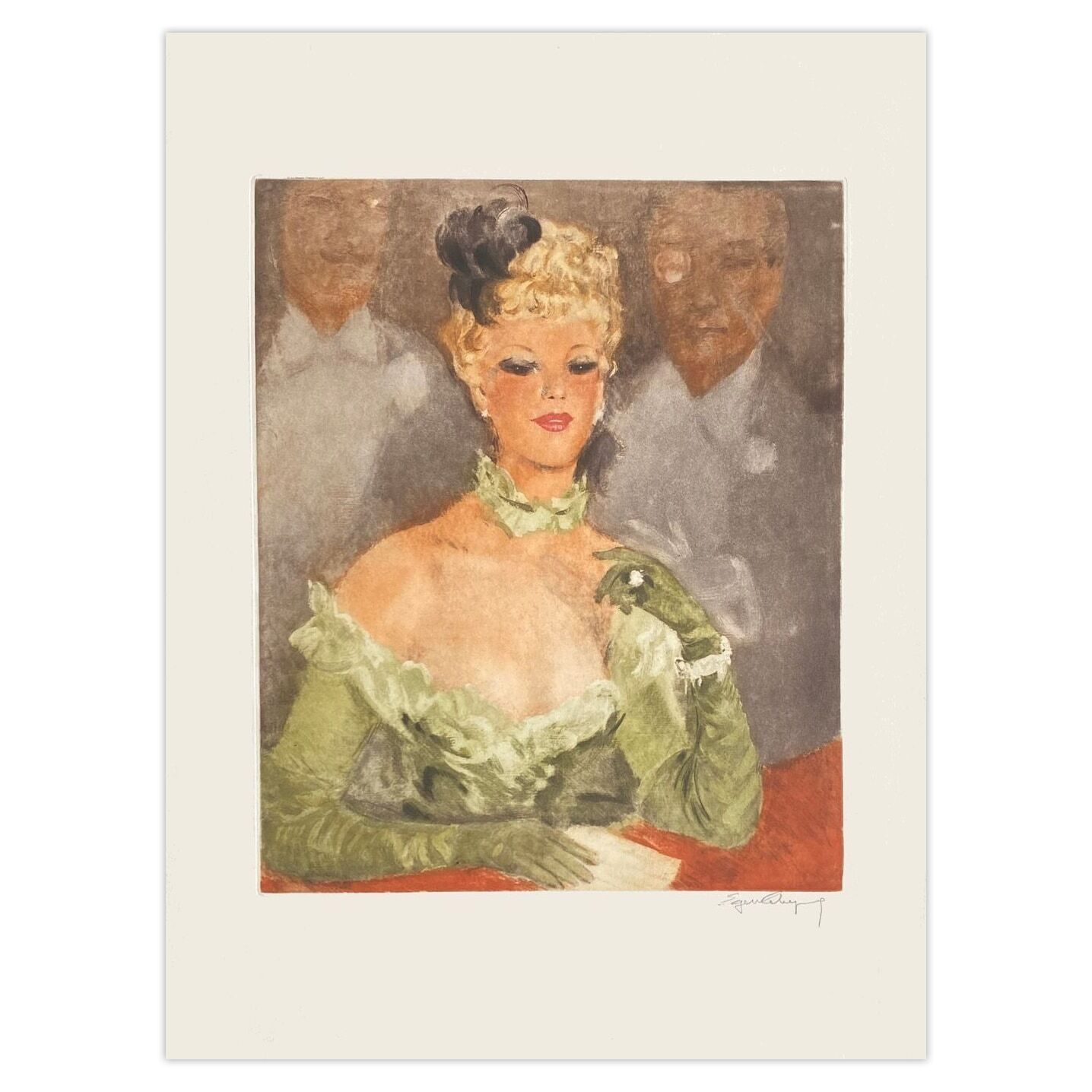 Eugène Leliepvre Gesigneerde Fotogravure Elégante Au Théâtre 1985