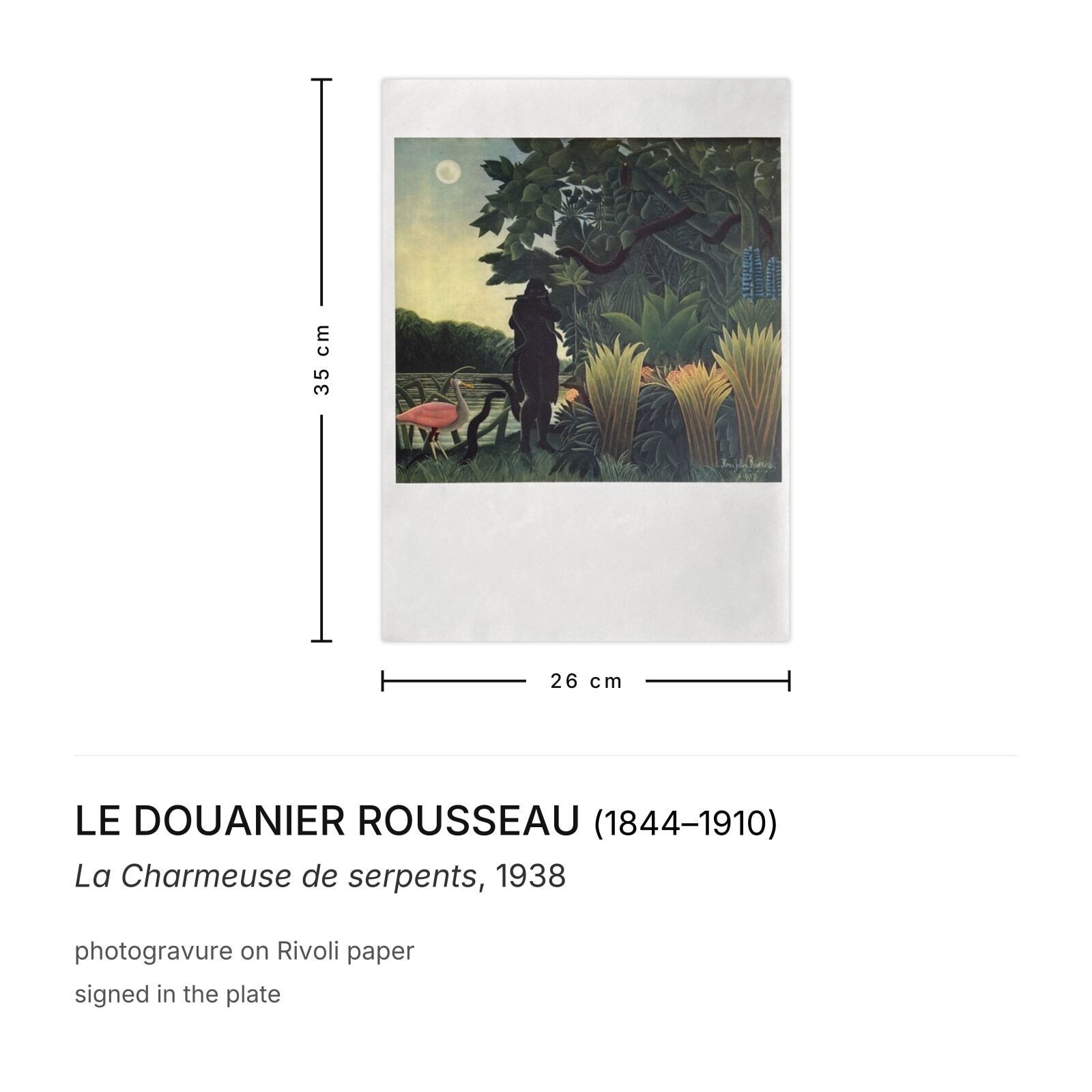 Le Douanier Rousseau Photogravure La Charmeuse De Serpents 1938 photo furniture