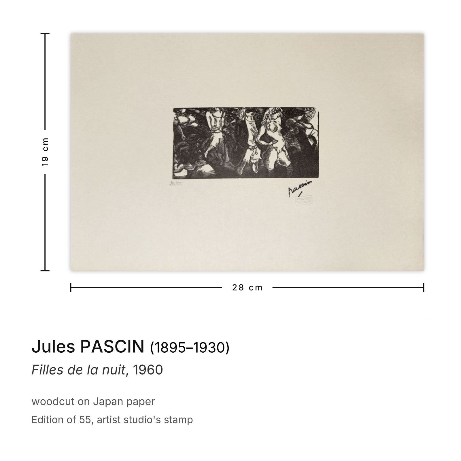 Jules Pascin Woodcut Filles De La Nuit 1960 photo furniture