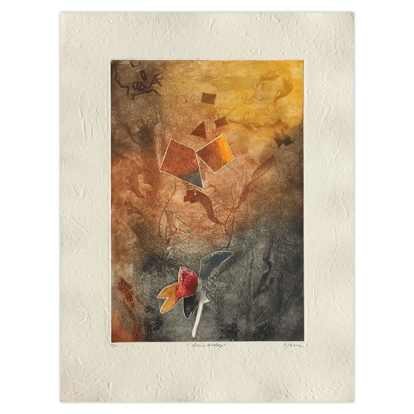 Osanne Gesigneerde Carborundum Ets Chemin De Halage 1985