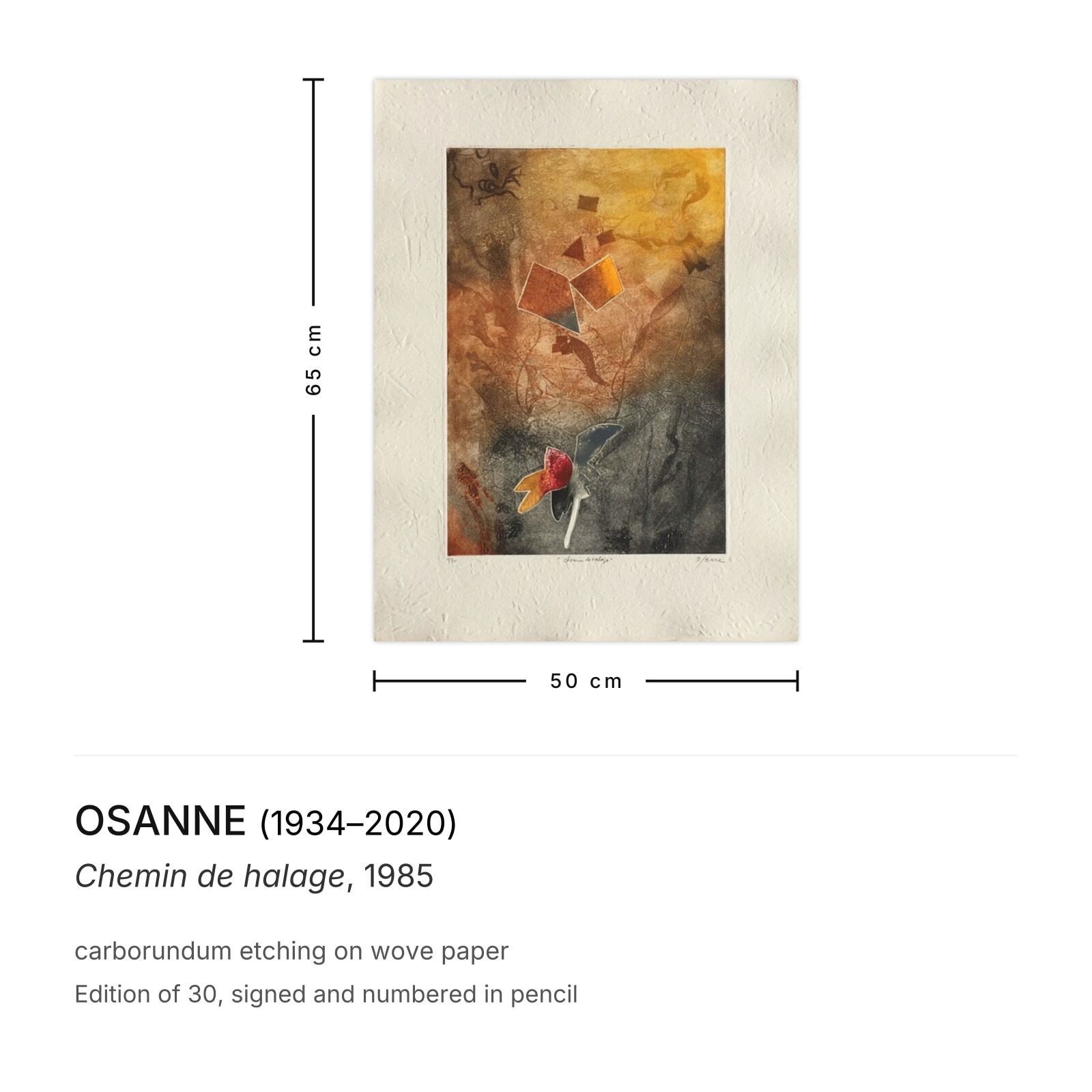 Osanne Gesigneerde Carborundum Ets Chemin De Halage 1985 photo furniture