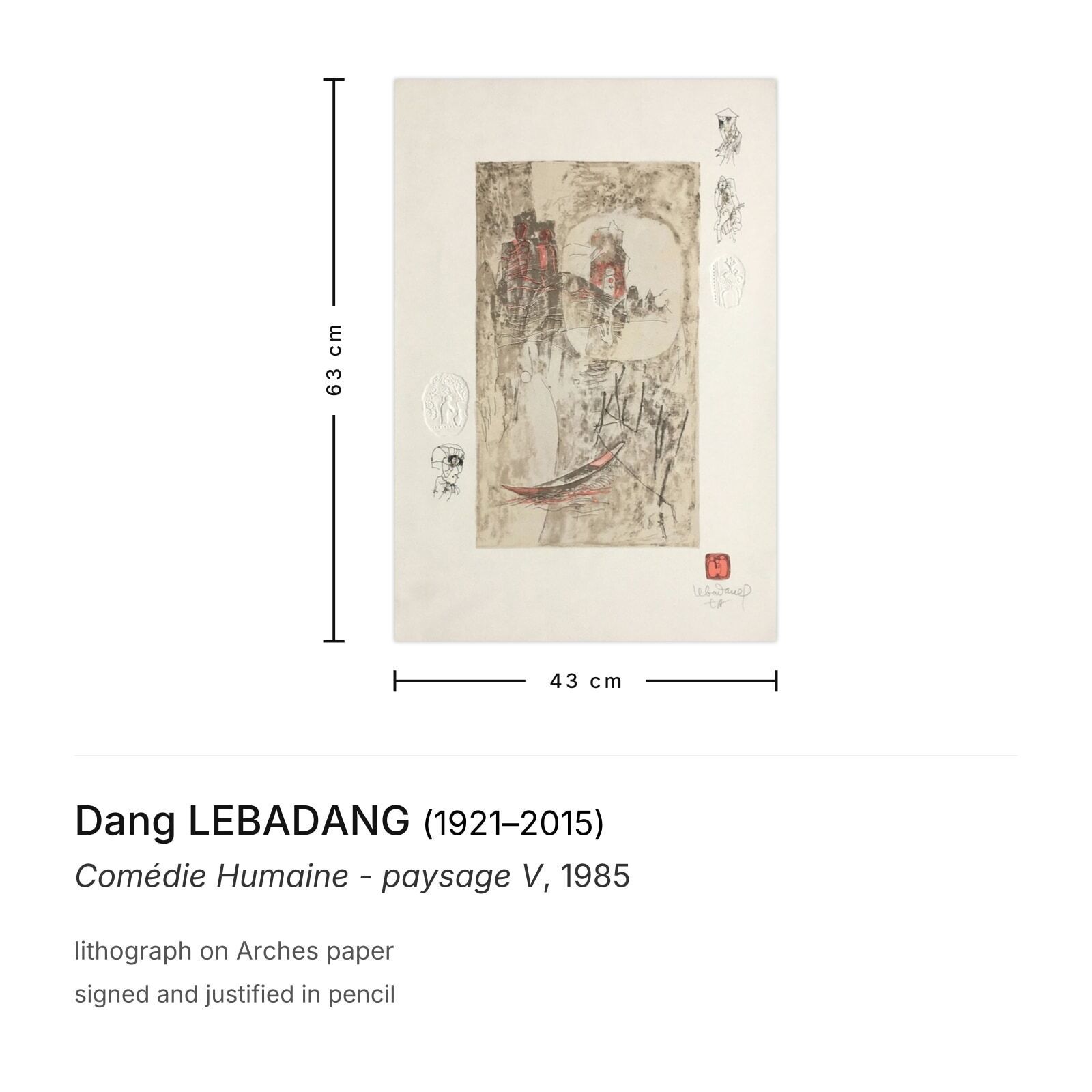 Dang Lebadang Signed Lithograph Comédie Humaine   Paysage V 1985 photo furniture