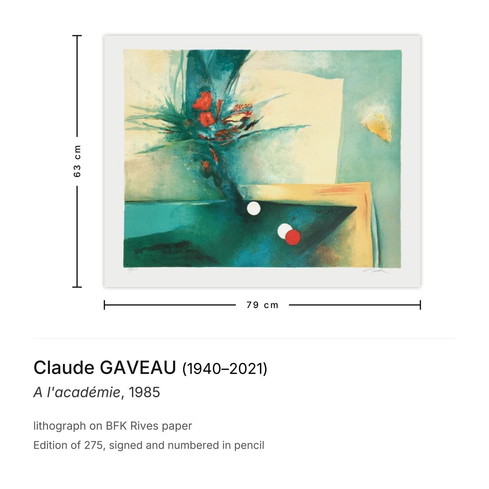 Claude Gaveau Signed Lithograph A L'académie 1985 photo furniture
