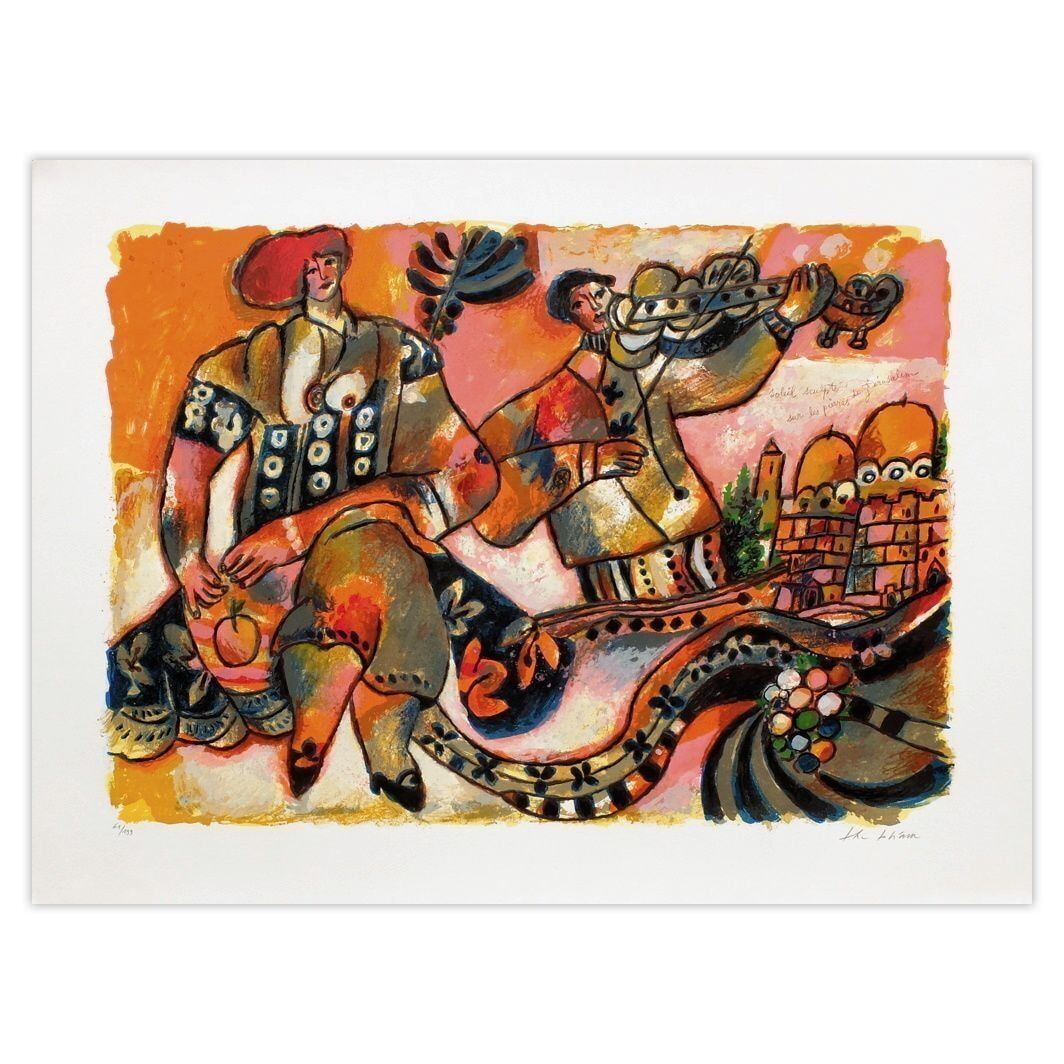 Théo Tobiasse Signed Lithograph 50 Printemps D'israël : Soleil Sculpté Sur Les Pierres De 1999