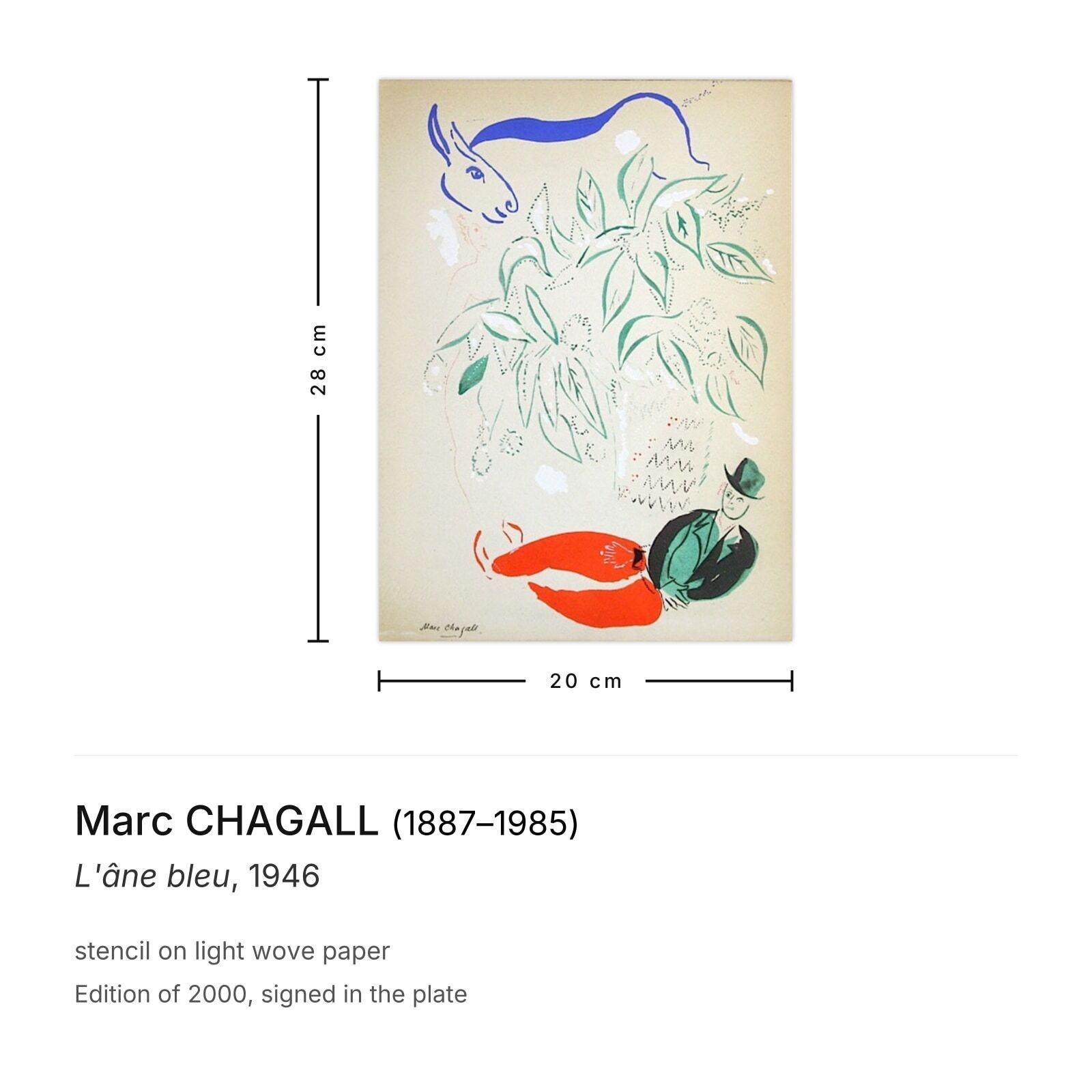 Marc Chagall Stencil L'âne Bleu 1946 photo furniture
