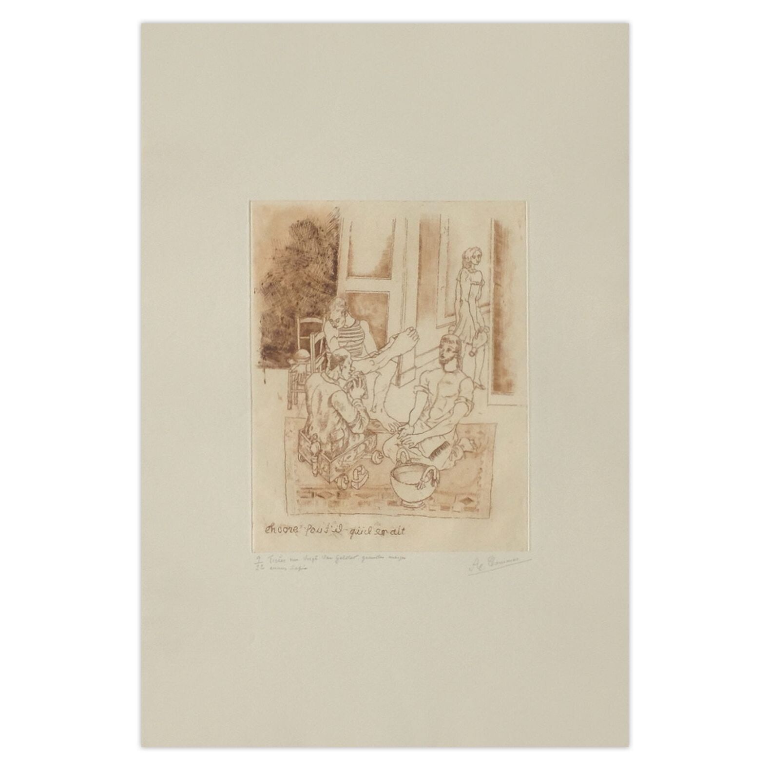 Alfred Courmes Gesigneerde Ets Le Lavement Des Pieds I 1986