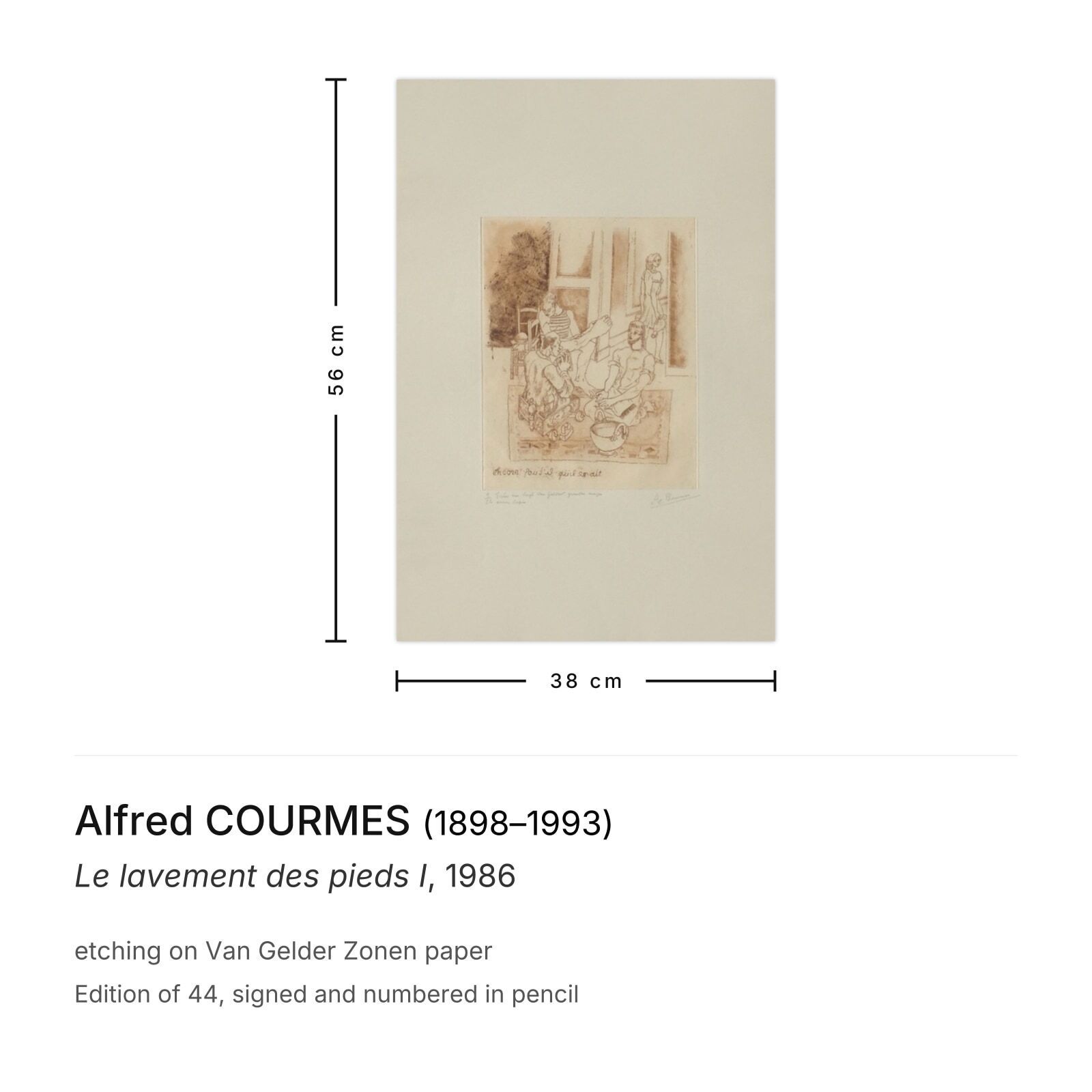 Alfred Courmes Signed Etching Le Lavement Des Pieds I 1986 photo furniture