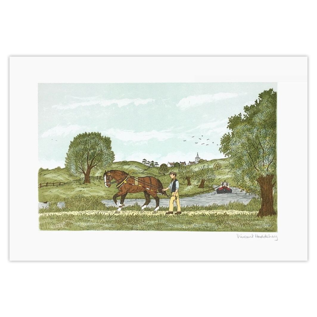 Vincent Haddelsey Signed Lithograph Des Chevaux Et Des Hommes : Le Halage 1985