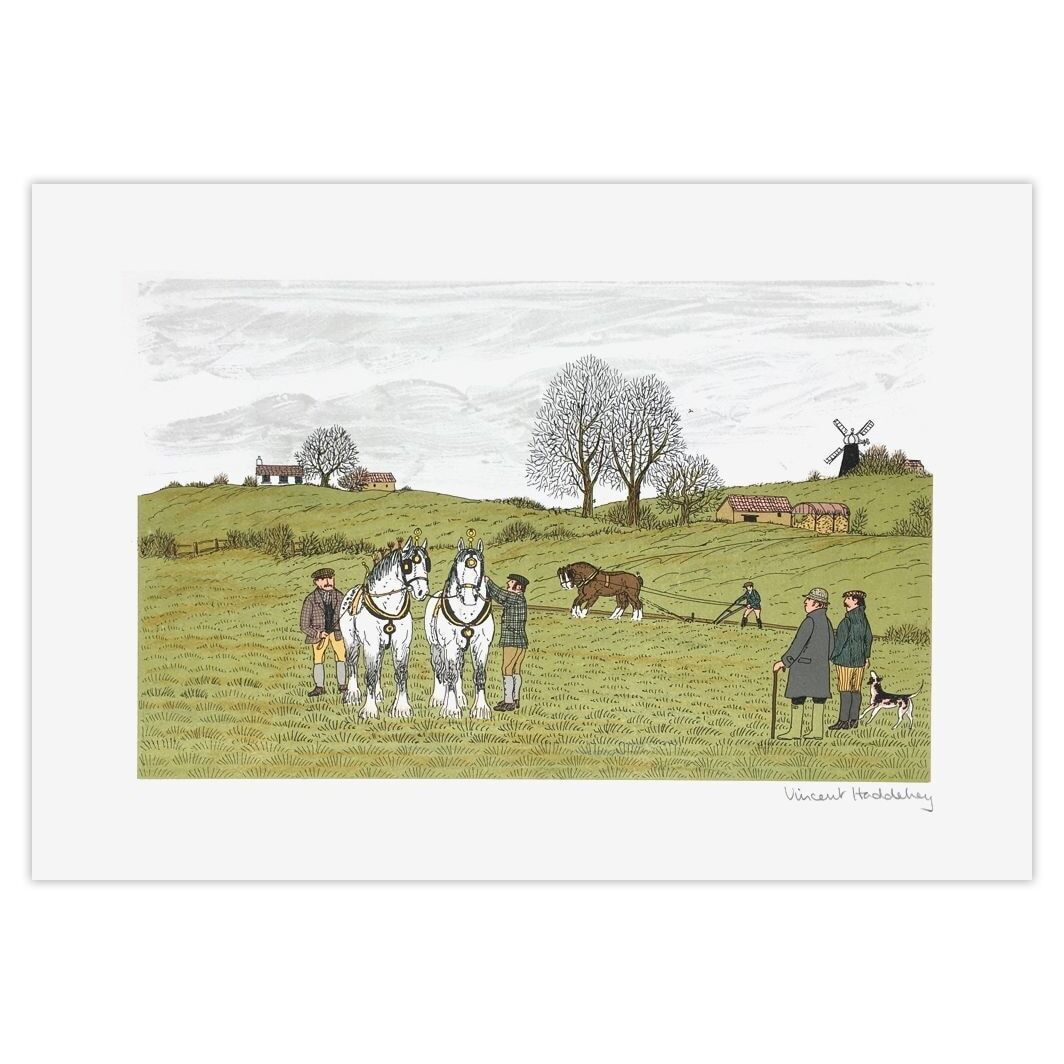 Vincent Haddelsey Gesigneerde Lithografie Des Chevaux Et Des Hommes : Le Labourage 1985