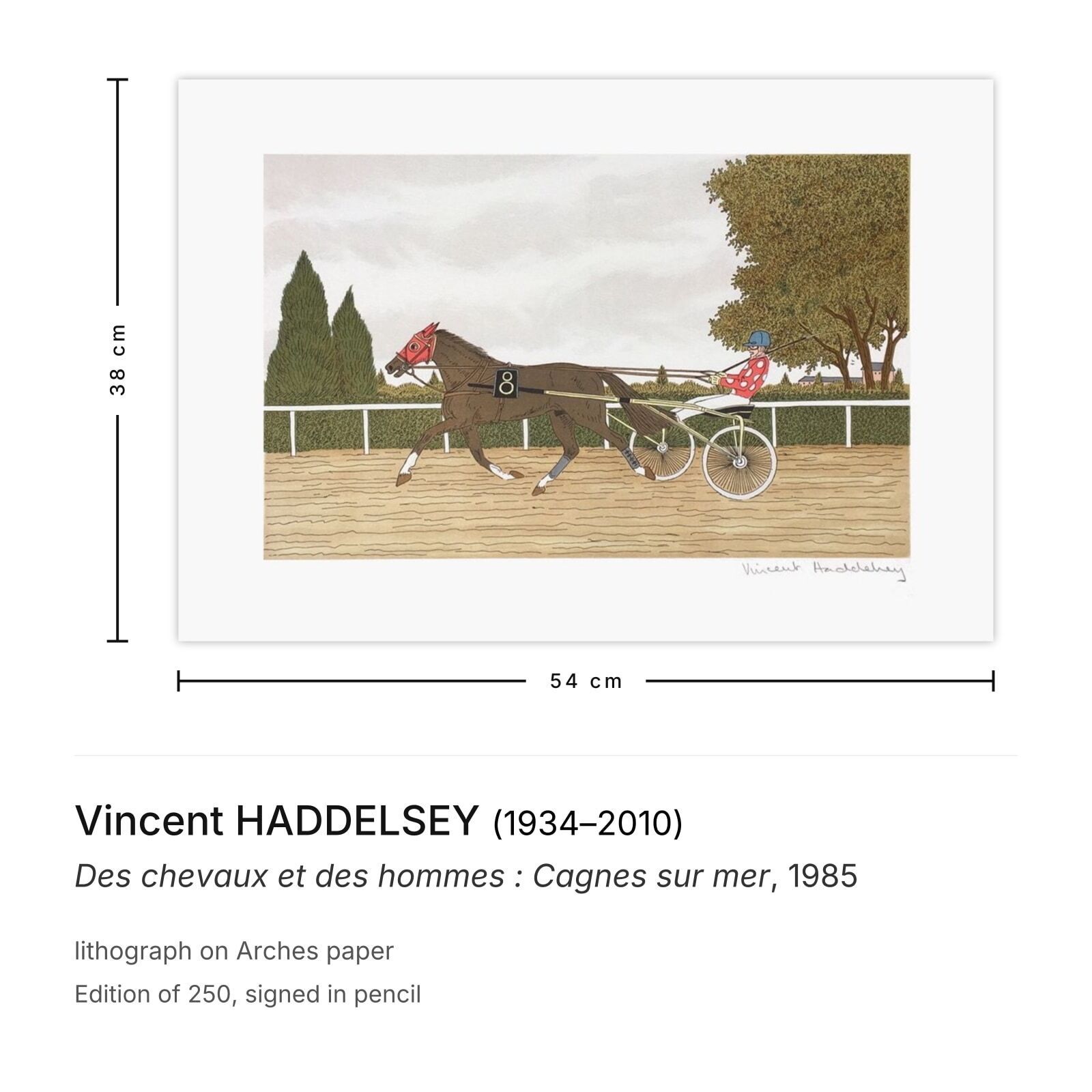 Vincent Haddelsey Gesigneerde Lithografie Des Chevaux Et Des Hommes : Cagnes Sur Mer 1985 photo furniture