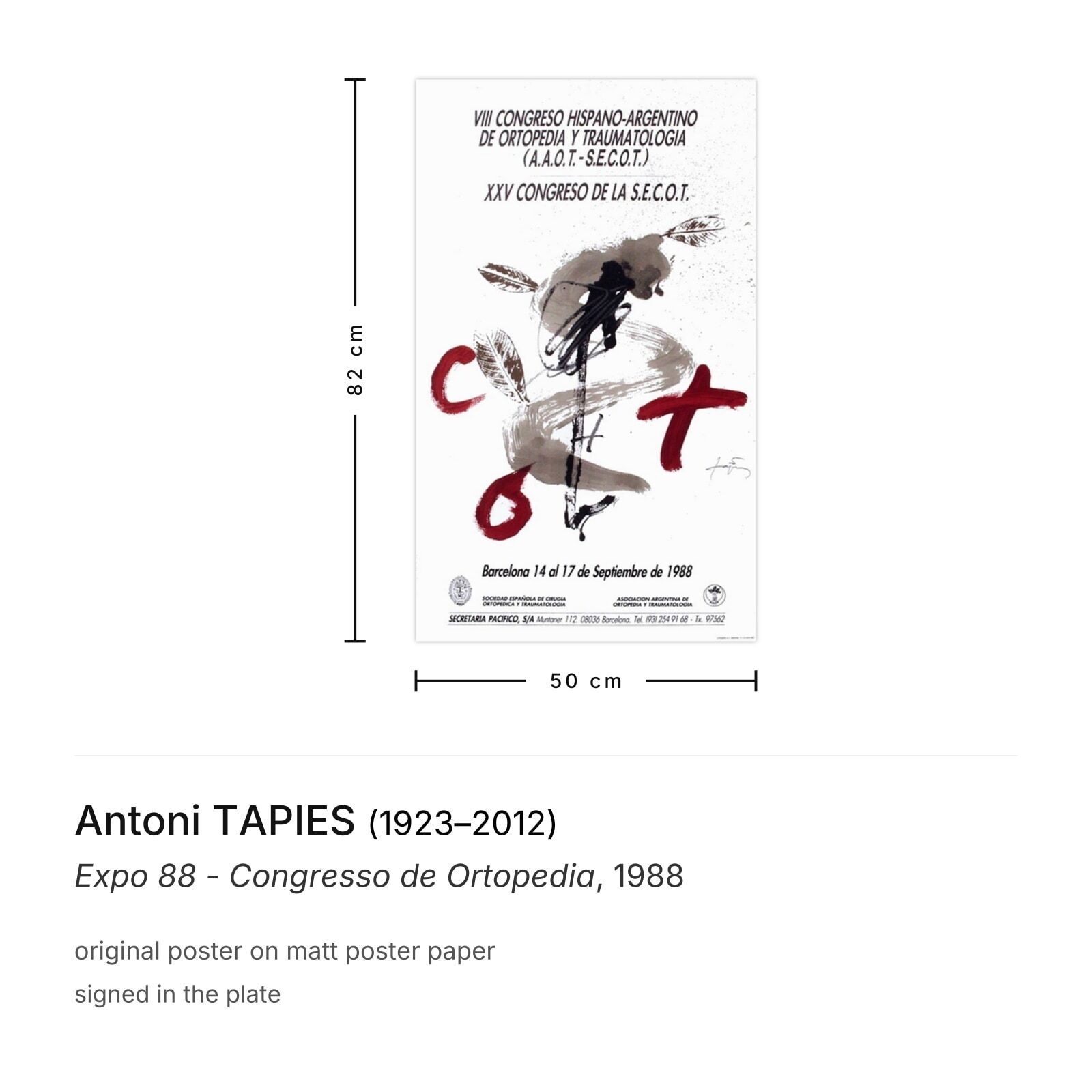 Antoni Tapies Poster Expo 88   Congresso De Ortopedia photo furniture