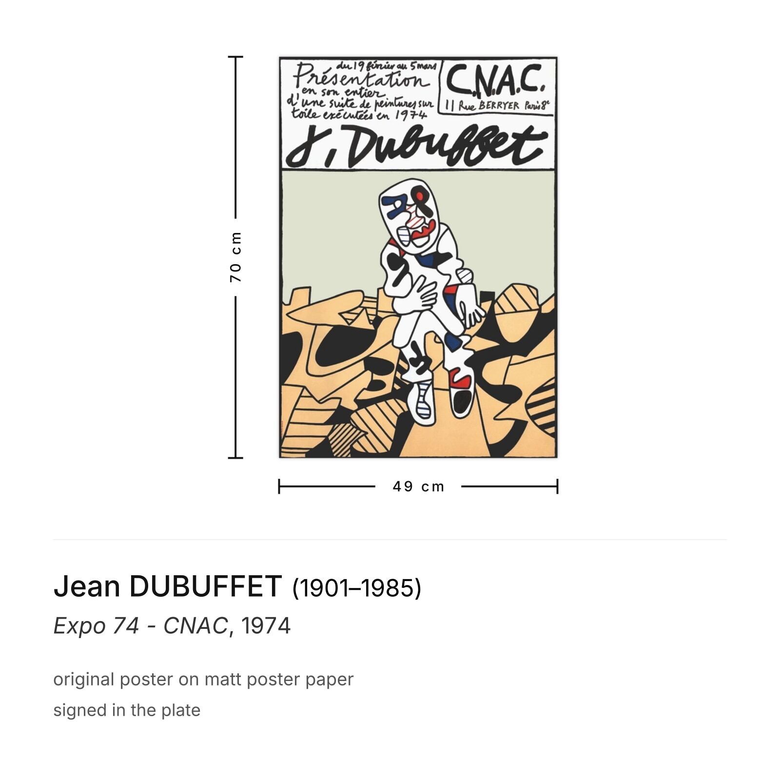 Jean Dubuffet Poster Expo 74 Cnac photo furniture