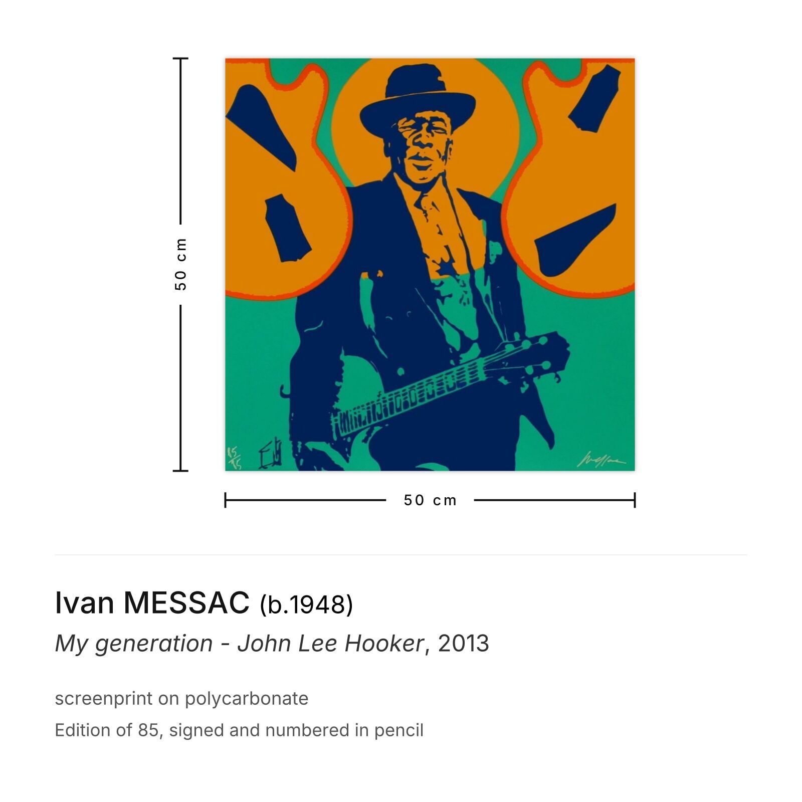 Ivan Messac Gesigneerde Zeefdruk My Generation   John Lee Hooker 2013 photo furniture