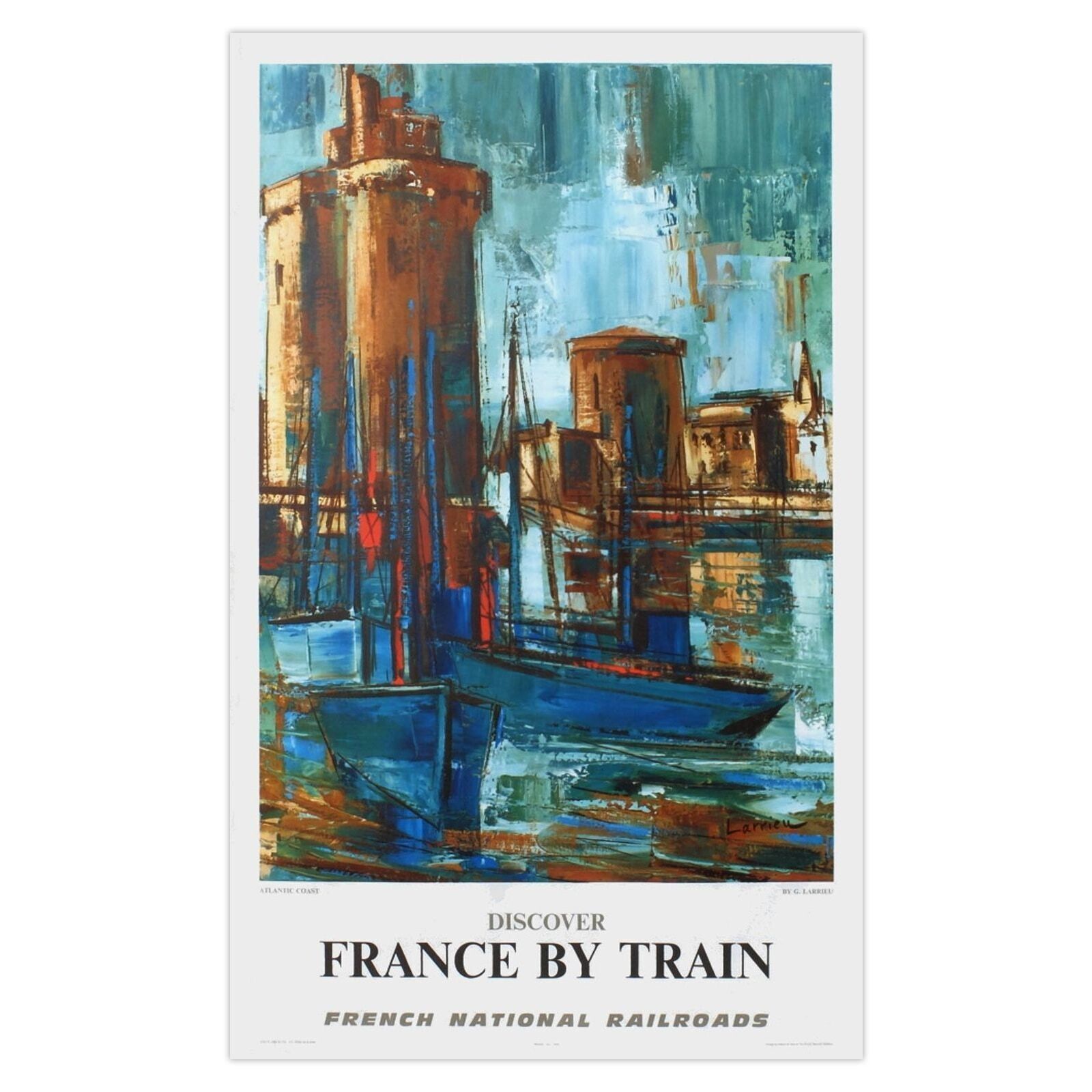 Gaston Larrieu Poster Discover France By Train (La Rochelle) 1968