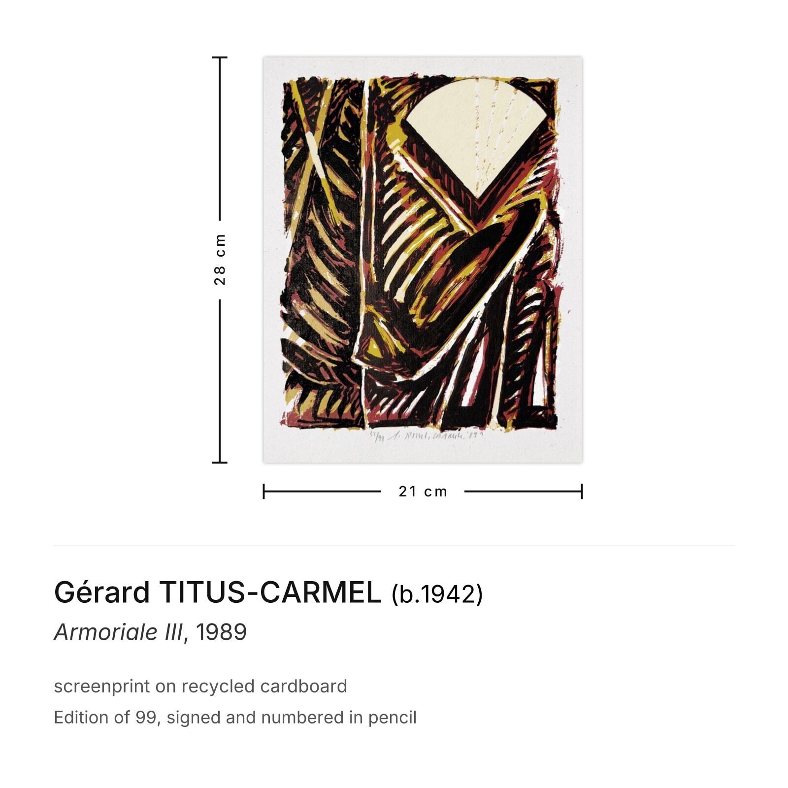 Gérard Titus Carmel Gesigneerde Zeefdruk Armoriale III 1989 photo furniture