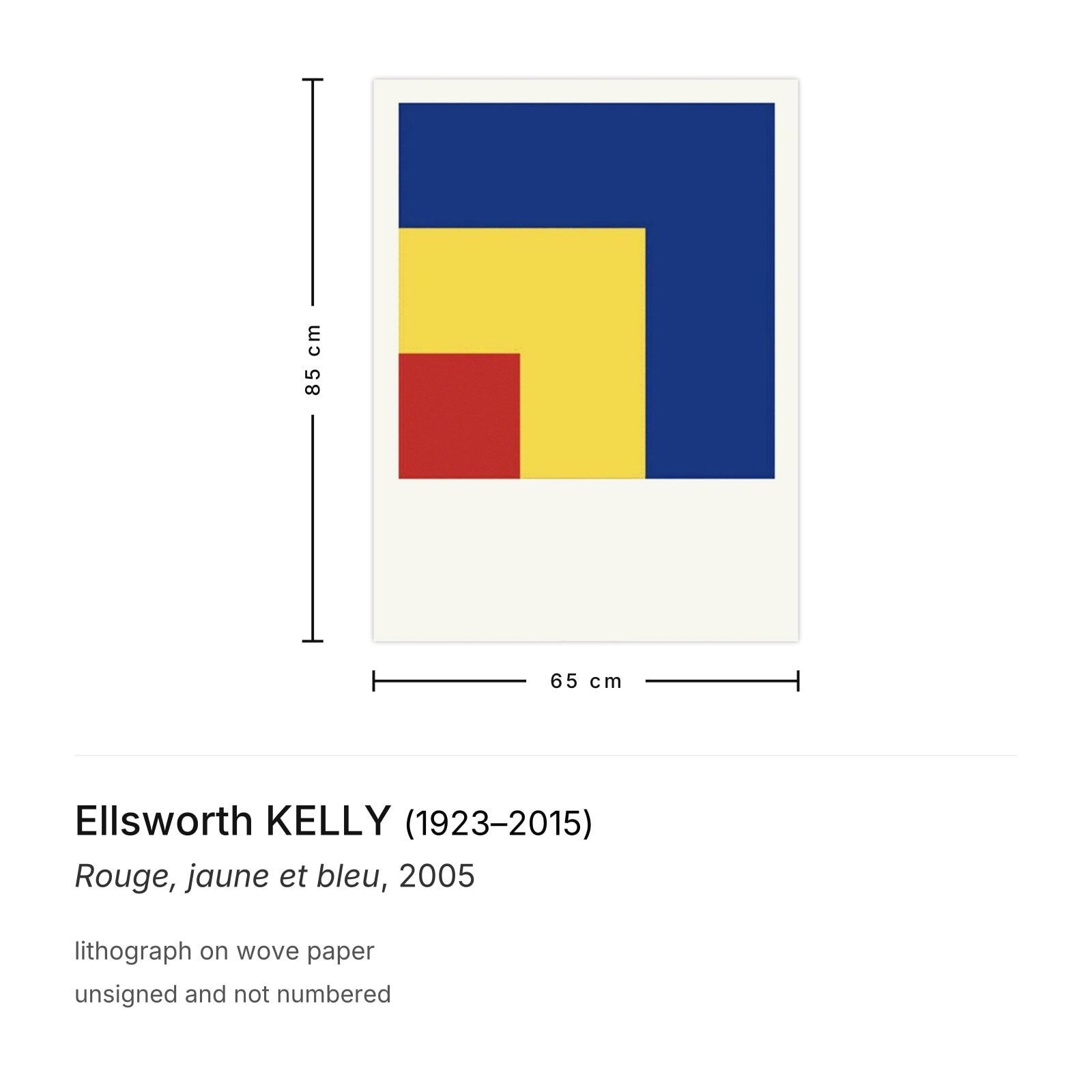 Ellsworth Kelly Lithograph Rouge, Jaune Et Bleu 2005 photo furniture