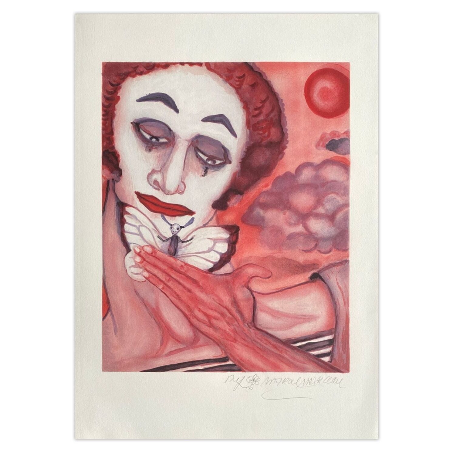 Marcel Marceau Gesigneerde Lithografie Bip Et Le Papillon 1985