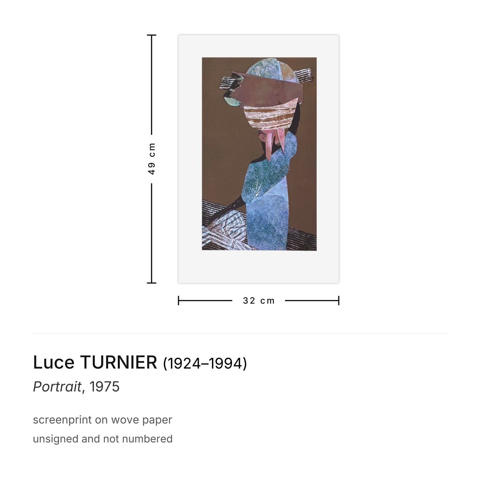 Luce Turnier Screenprint Portrait 1975 photo furniture