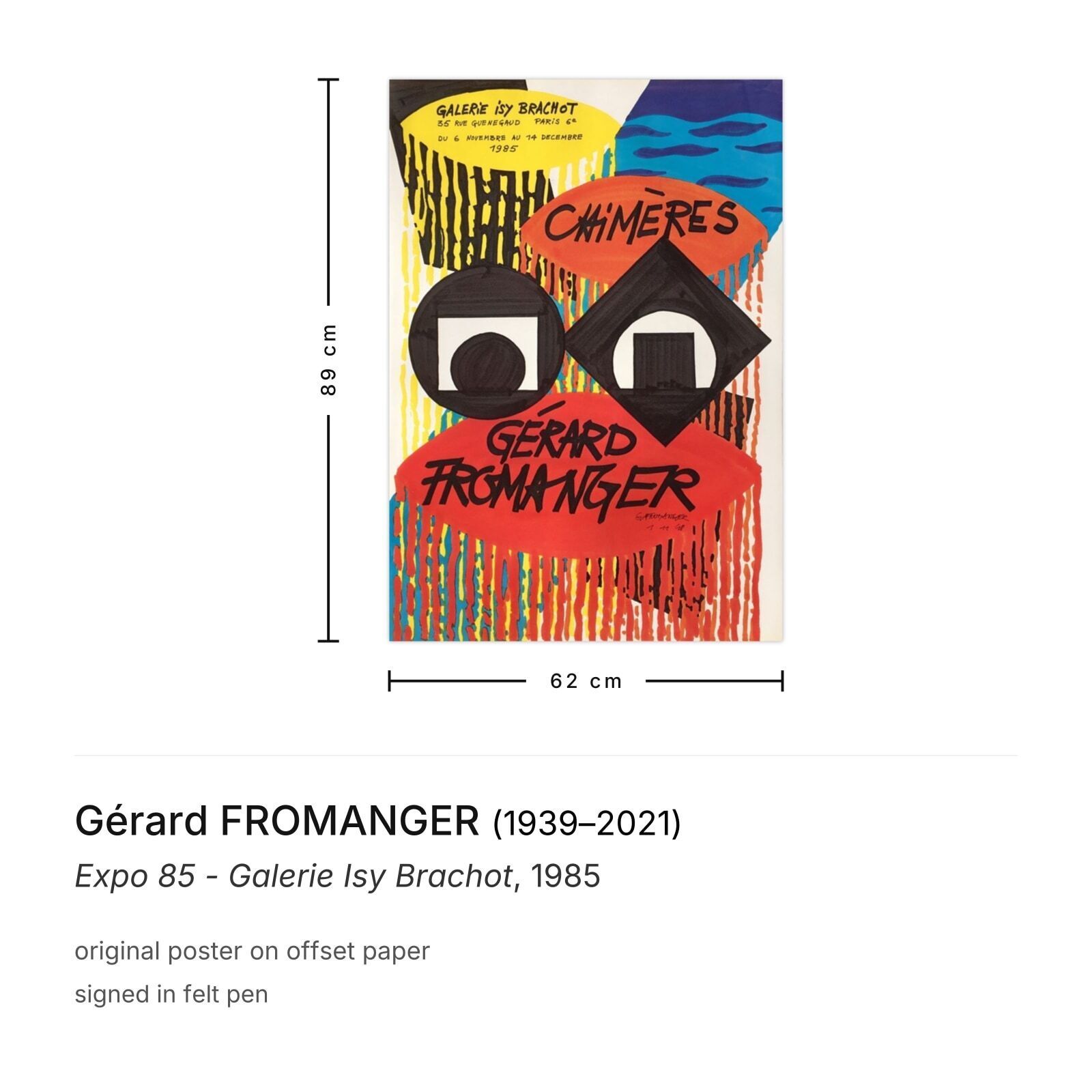 Gérard Fromanger Gesigneerde Poster Expo 85 Galerie Isy Brachot photo furniture