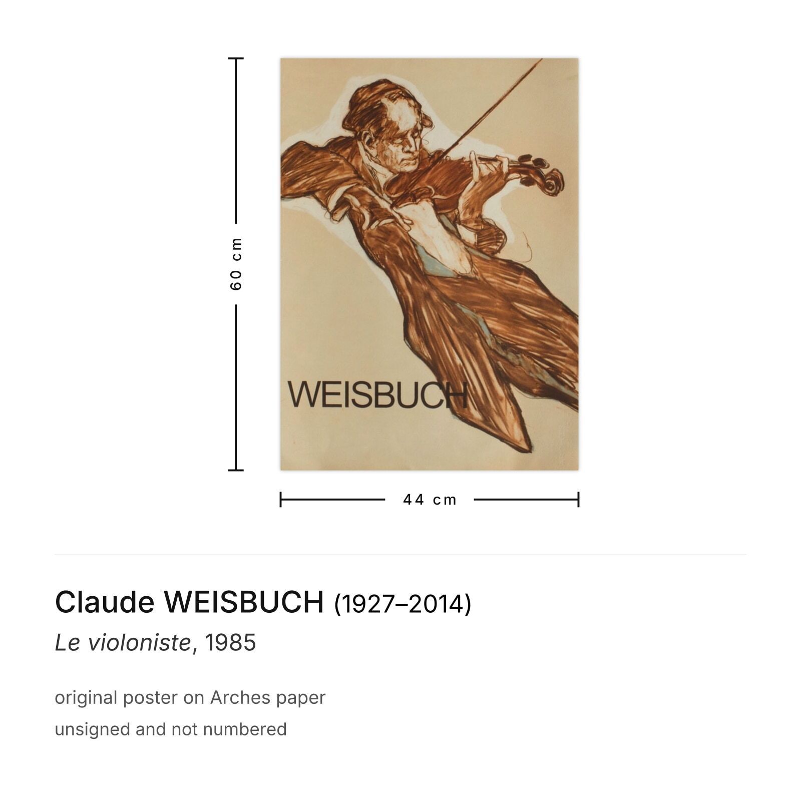 Claude Weisbuch Poster Le Violoniste 1985 photo furniture