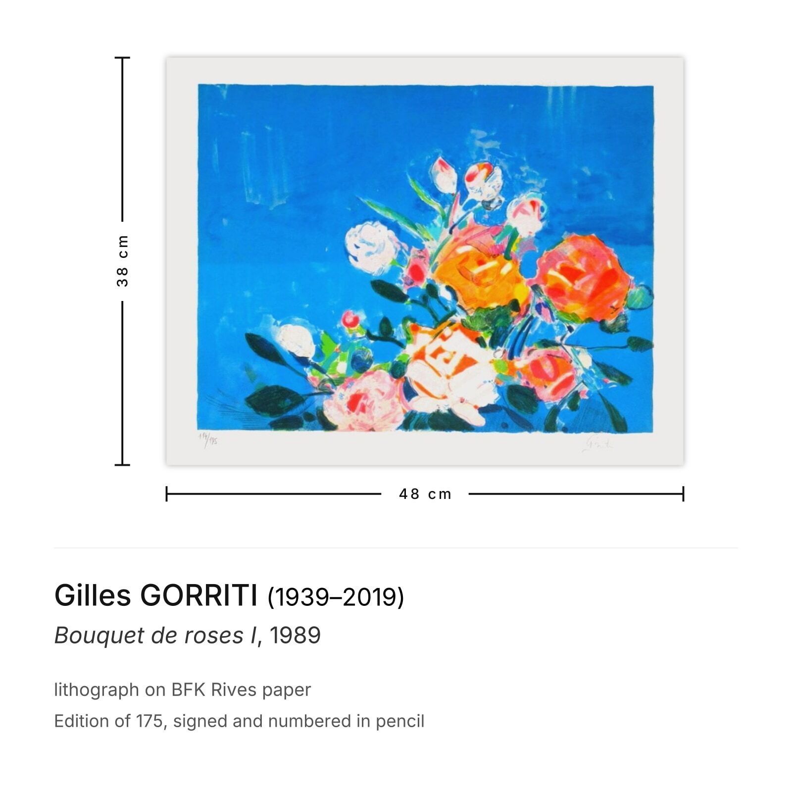 Gilles Gorriti Gesigneerde Lithografie Bouquet De Roses I 1989 photo furniture