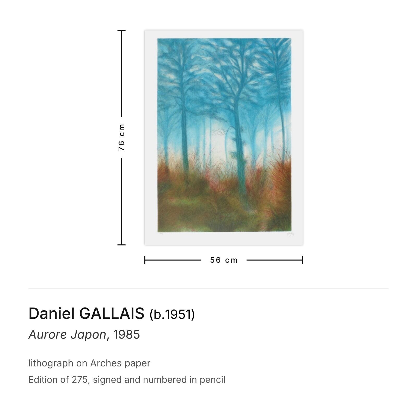 Daniel Gallais Signed Lithograph Aurore Japon 1985 photo furniture