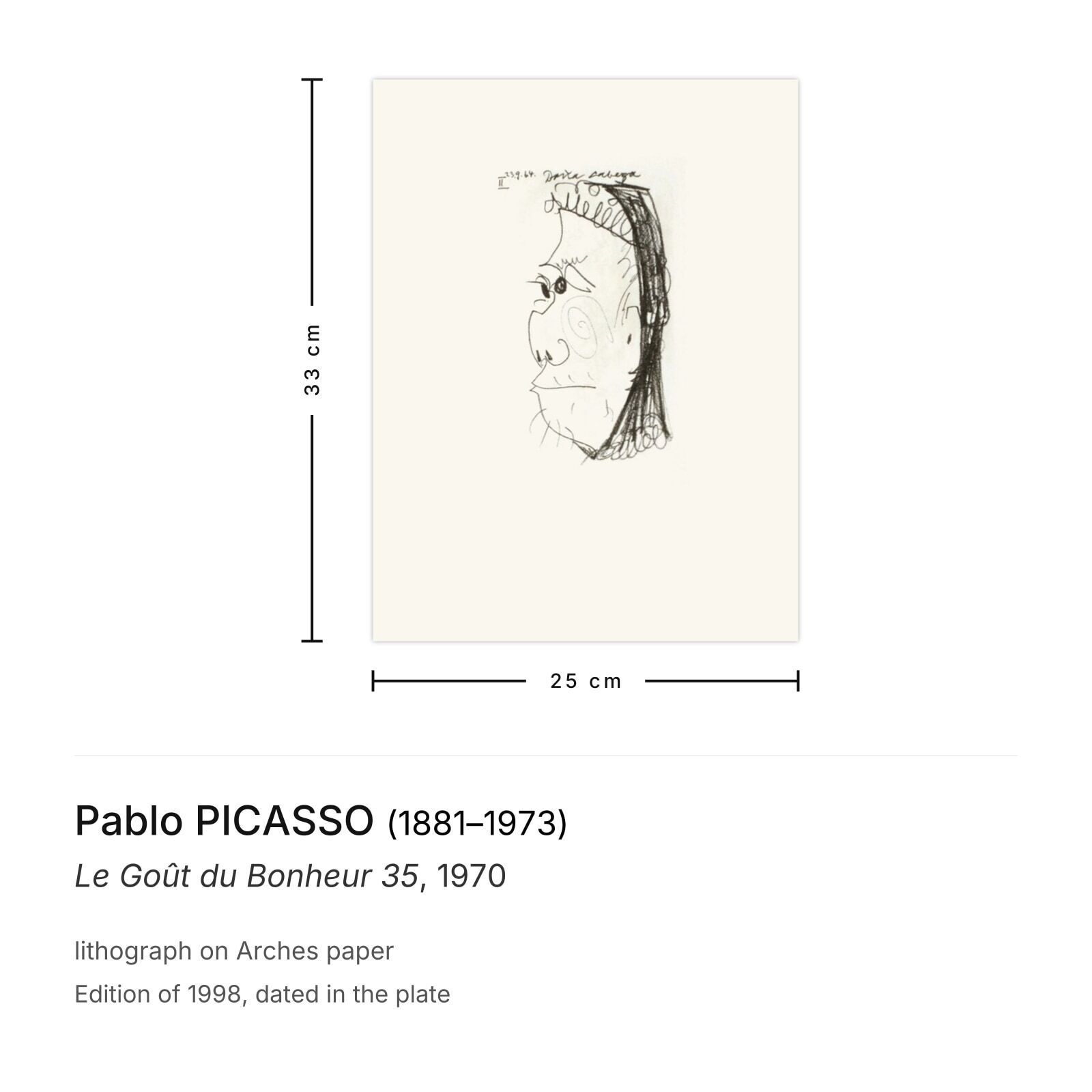Pablo Picasso Lithografie Le Goût Du Bonheur 35 1970 photo furniture
