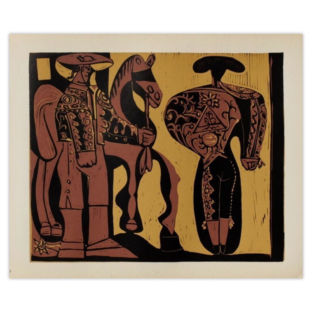 Pablo Picasso Linocut Lc   Picador Et Torero 1962