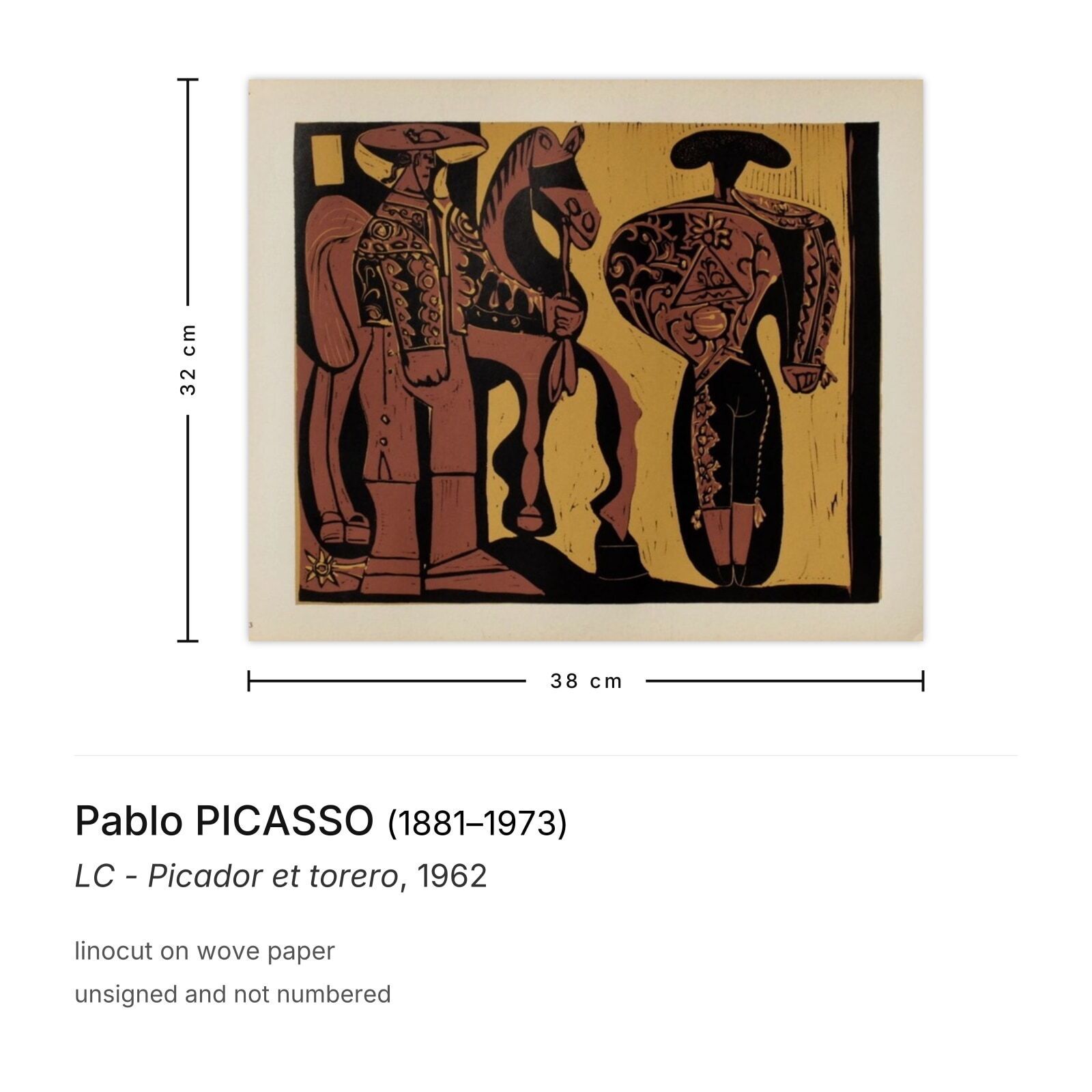 Pablo Picasso Linocut Lc   Picador Et Torero 1962 photo furniture