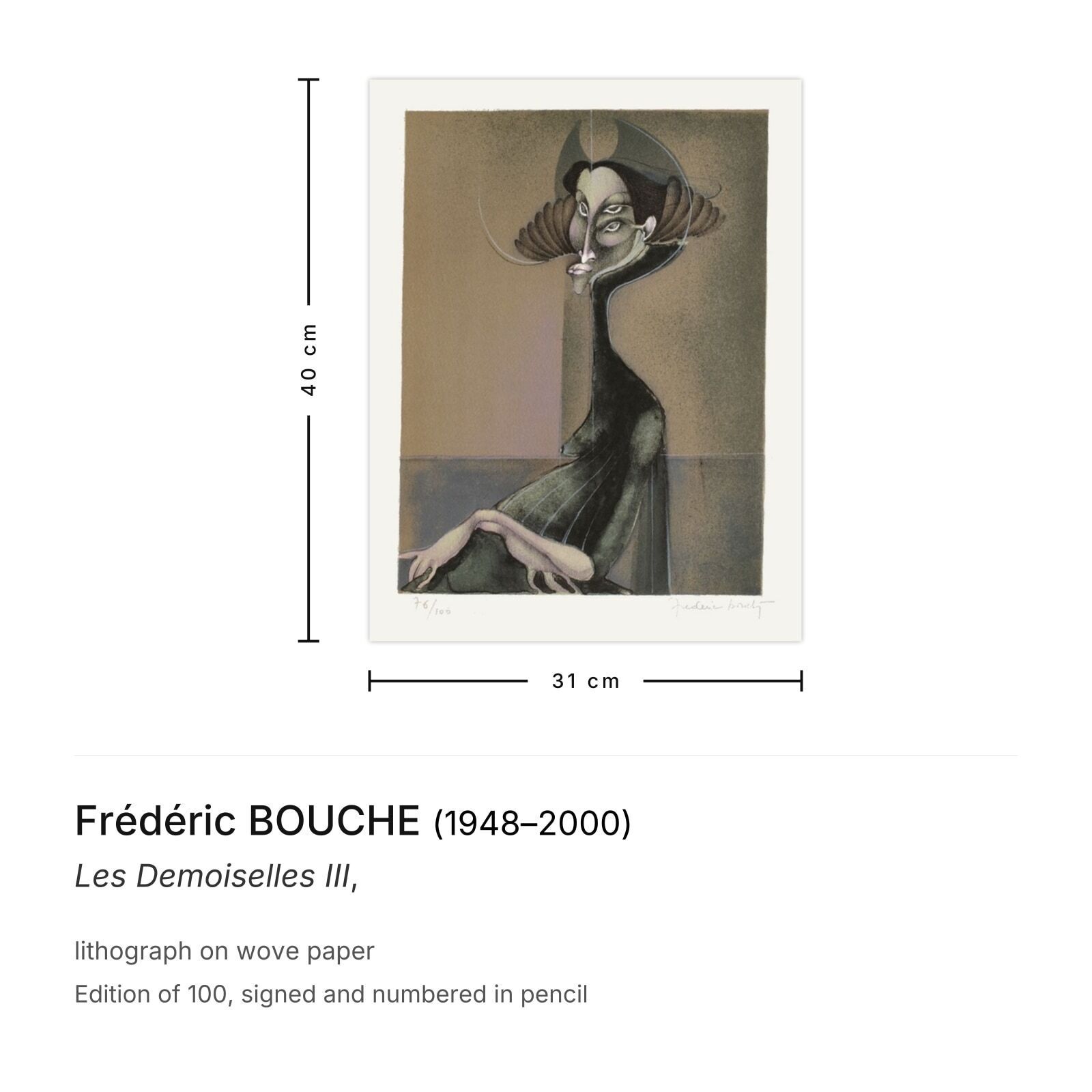 Frédéric Bouche Gesigneerde Lithografie Les Demoiselles III photo furniture
