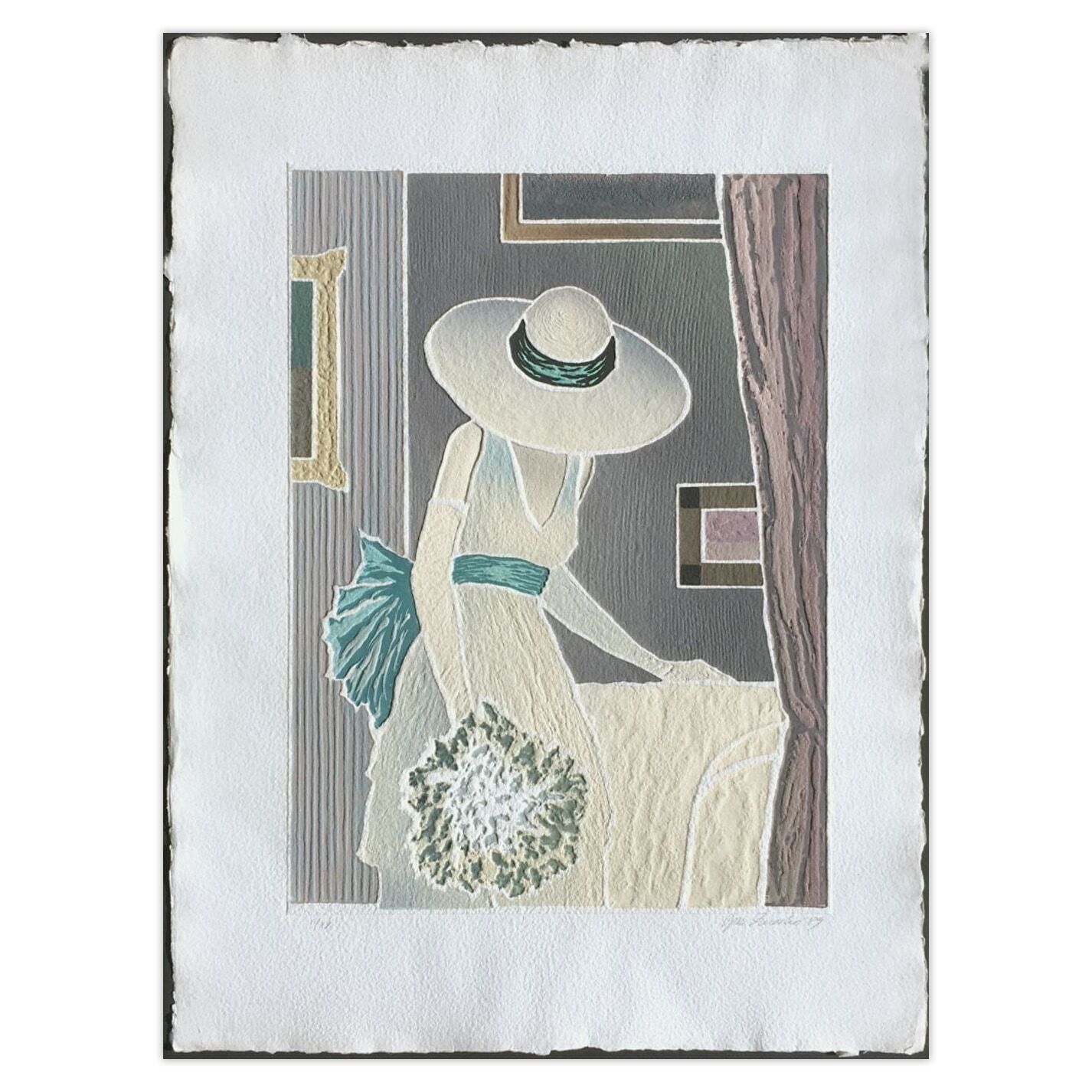 Jan Znosko Signed Carborundum Etching Femme Au Bouquet 1991