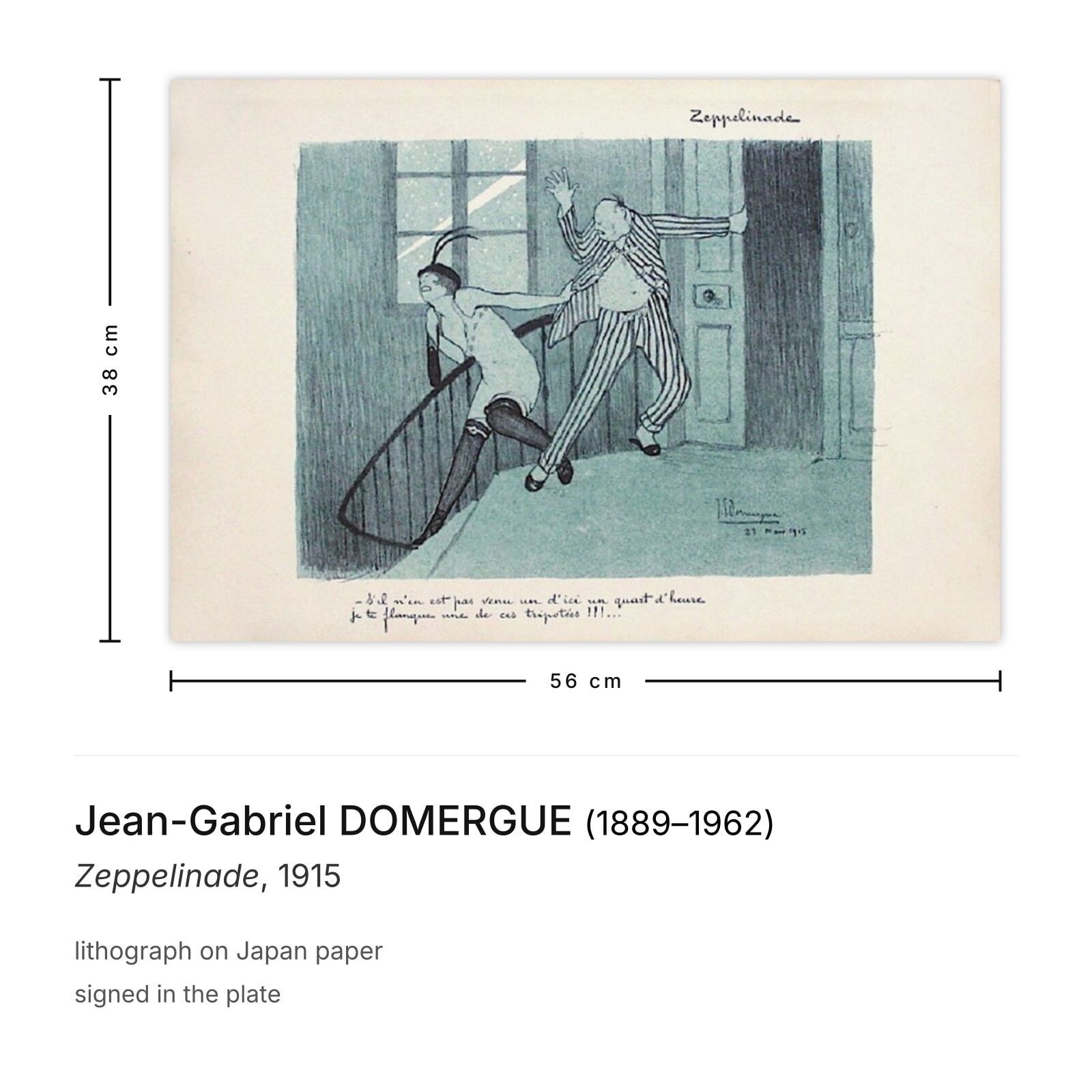 Jean Gabriel Domergue Lithografie Zeppelinade 1915 photo furniture