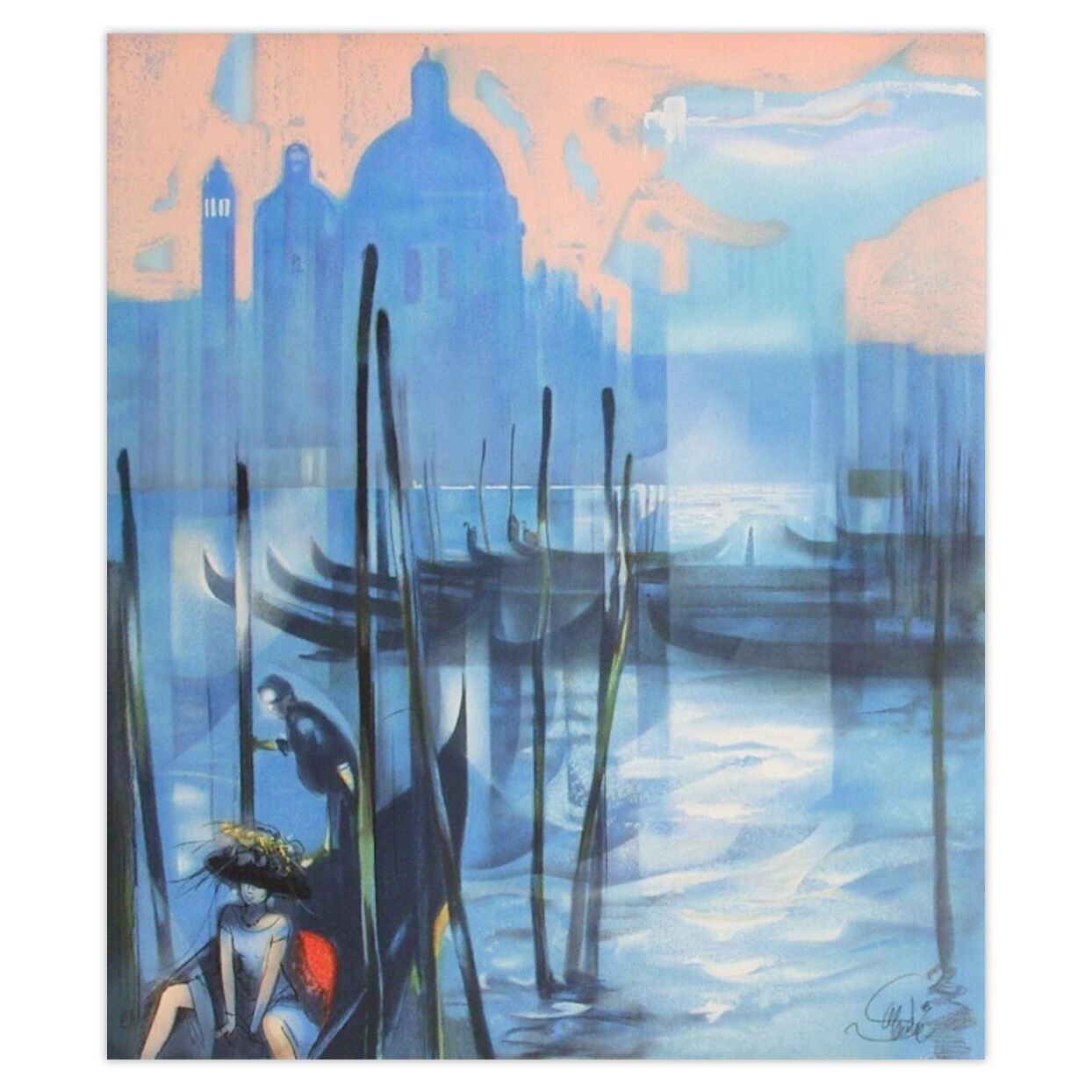 Jean Baptiste Valadié Signed Lithograph Effet De Lumière Sur La Lagune 1990