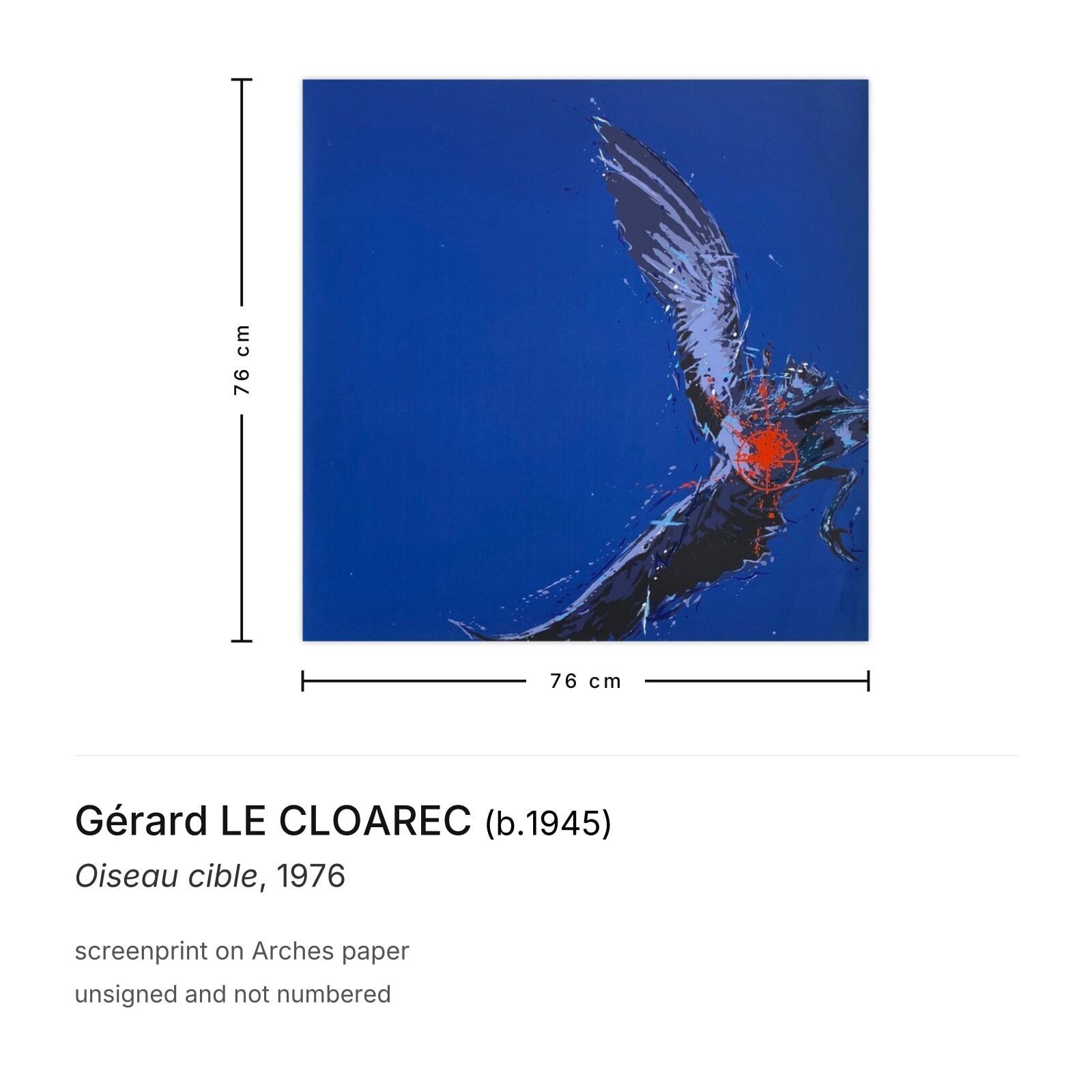Gérard Le Cloarec Zeefdruk Oiseau Cible 1976 photo furniture