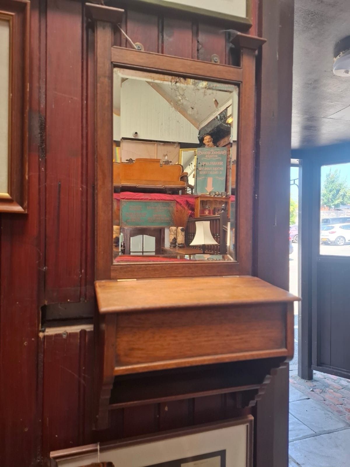 Edwardian Mahogany Hall Mirror And Box photo for sale
