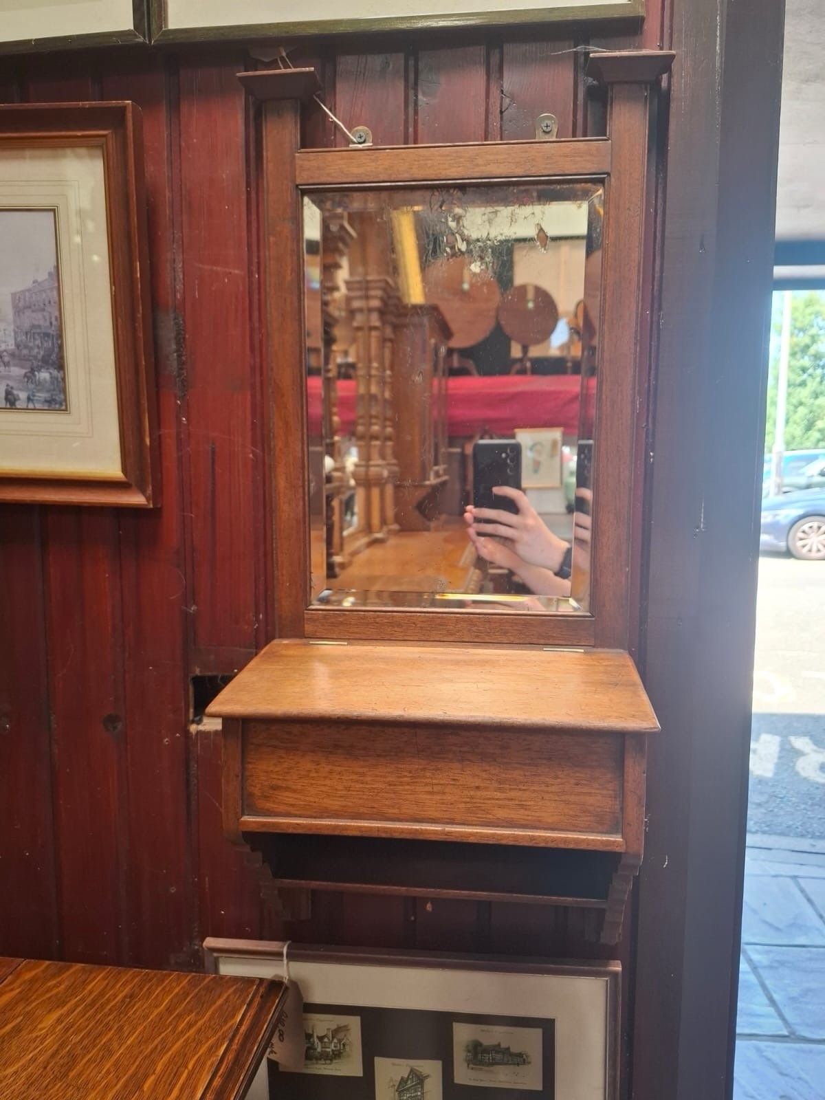 Edwardian Mahogany Hall Mirror And Box photo Home Decor