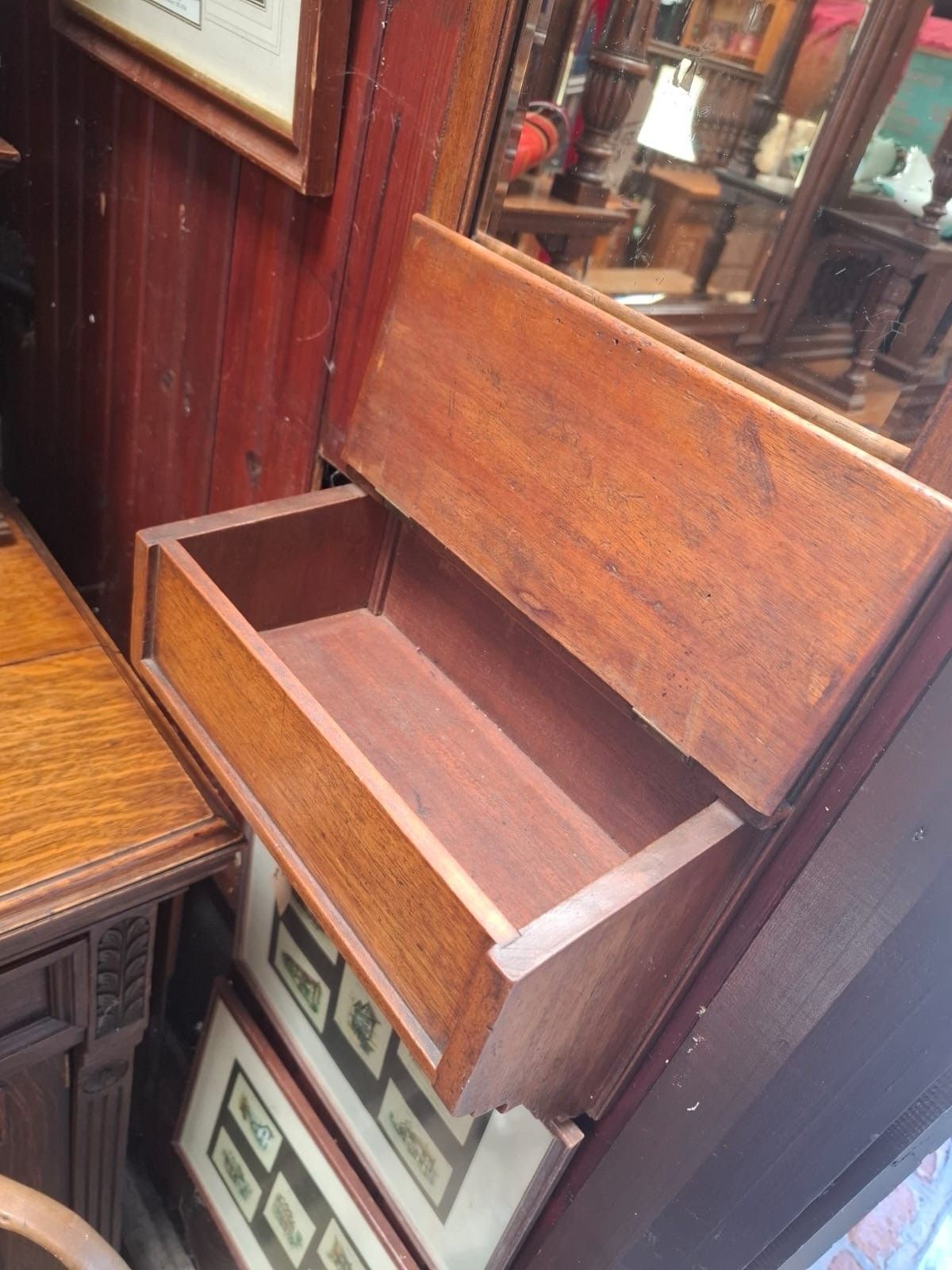 Edwardian Mahogany Hall Mirror And Box photo 125.0