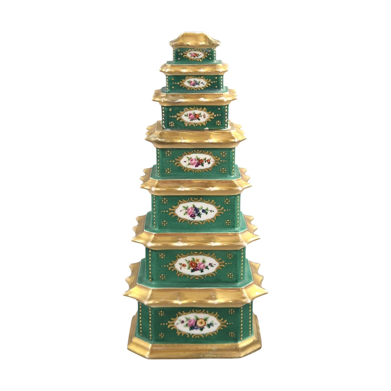 Jacob Petit Paris Pagoda Porseleinen Parfumfles Met Originele Stop, Ca.1835 1845 photo for sale