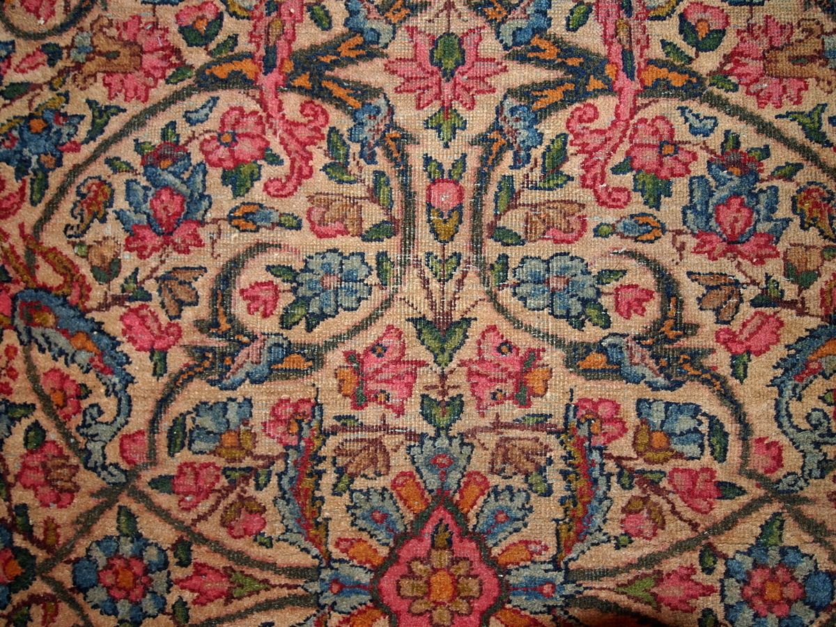 Tapis oriental fait main, 97 x 149 cm, bleu ciel et rose, vers 1920 photo 1275.0