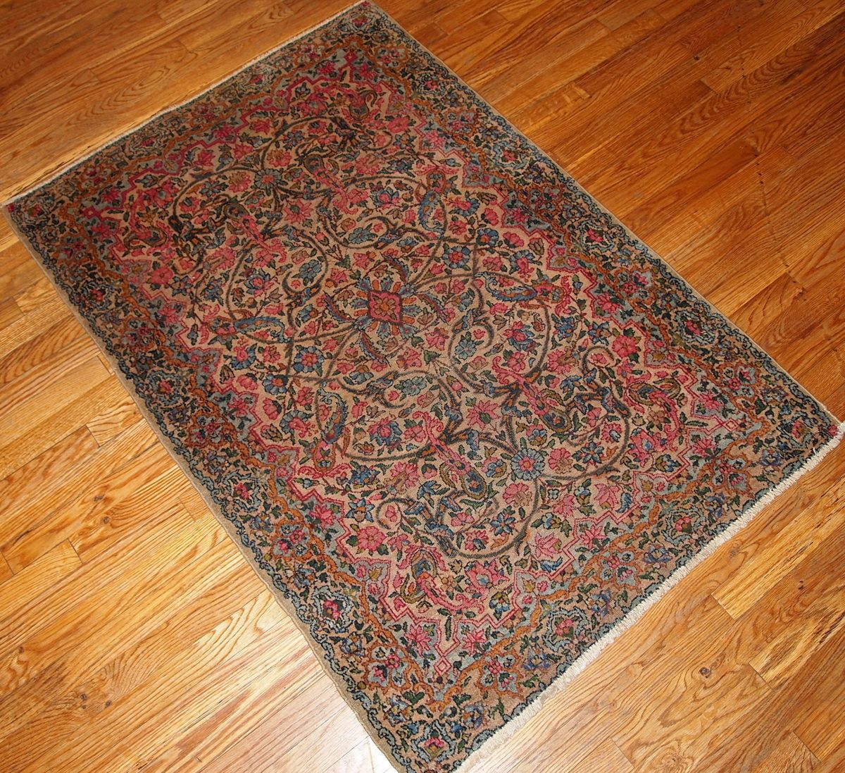 Tapis oriental fait main, 97 x 149 cm, bleu ciel et rose, vers 1920 photo vinterior
