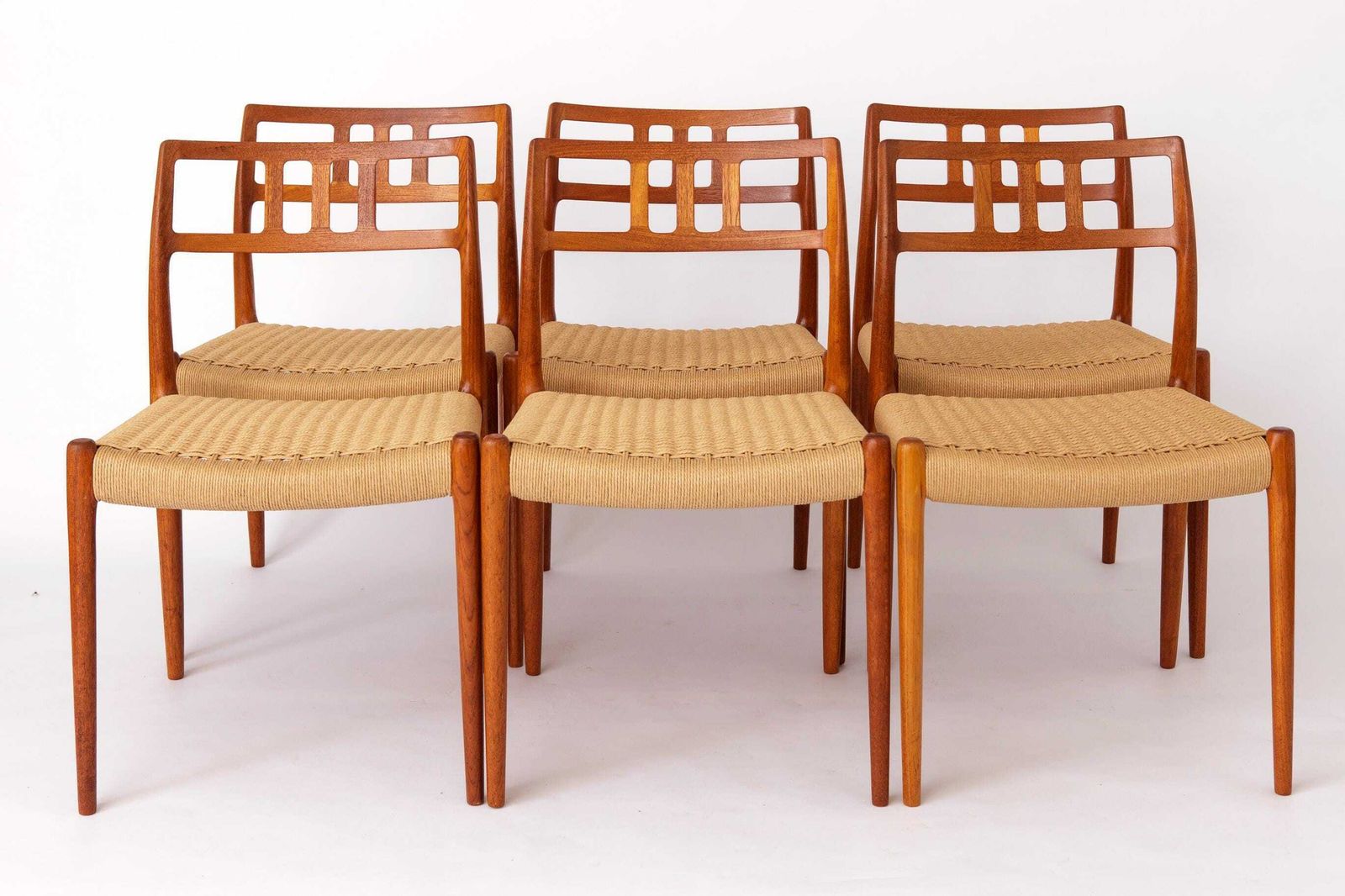 Niels Otto Møller Model 79 stoelen | Set van 6 | Deense teakhouten eetkamerstoelen | Ca. jaren 1960